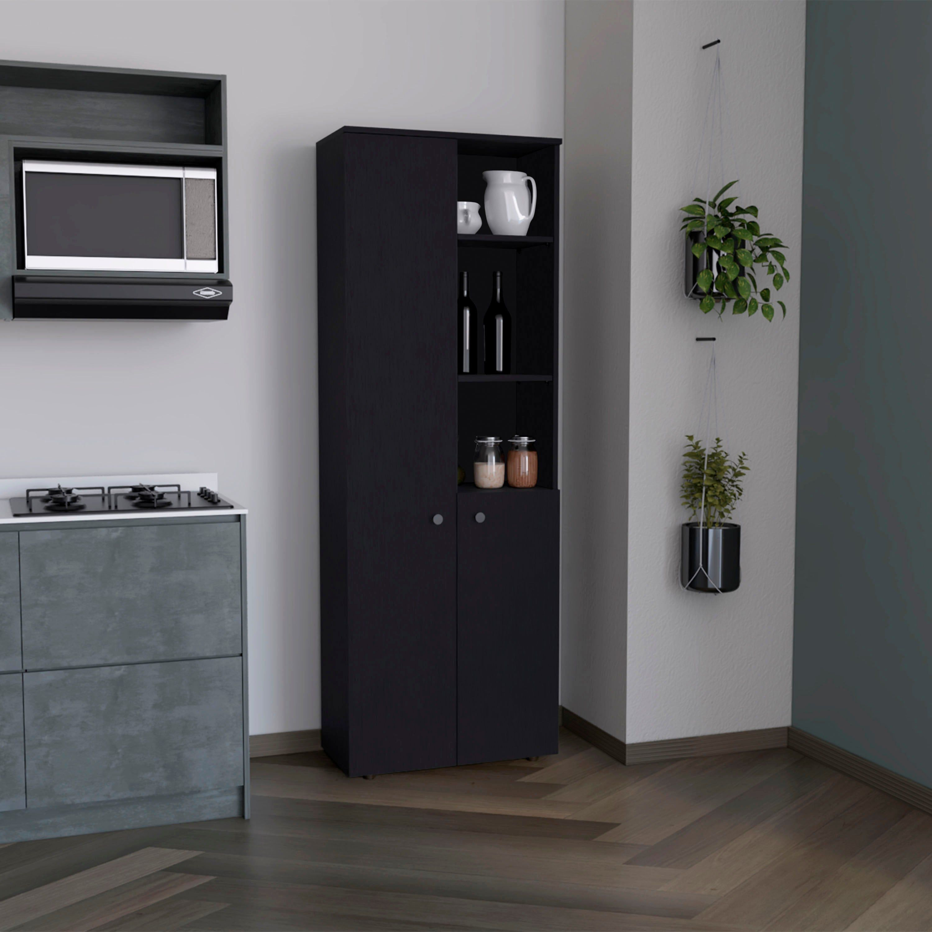 Grace Black 2-Door Kitchen Cabinet