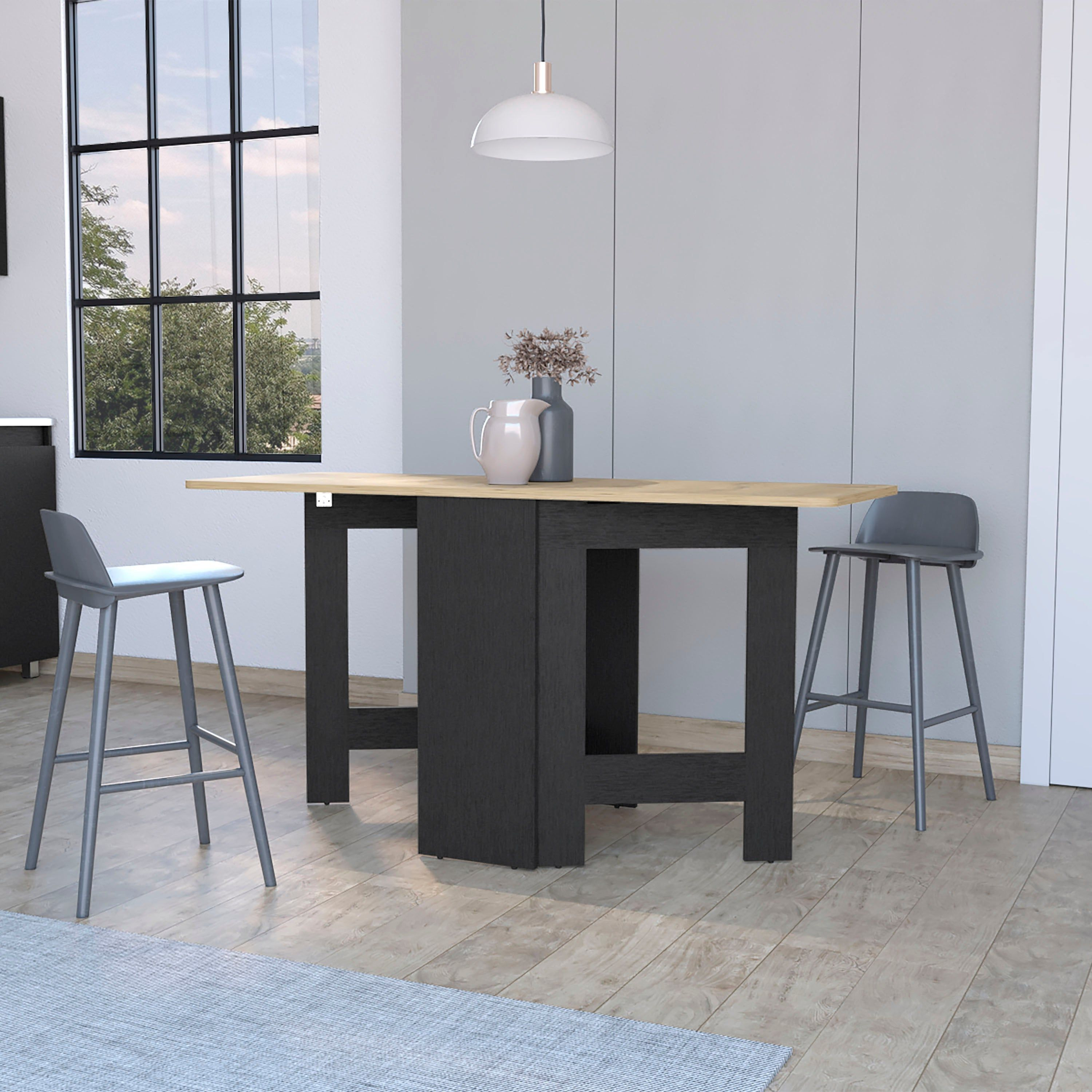 Cole Black And Macadamia Folding Dining Table