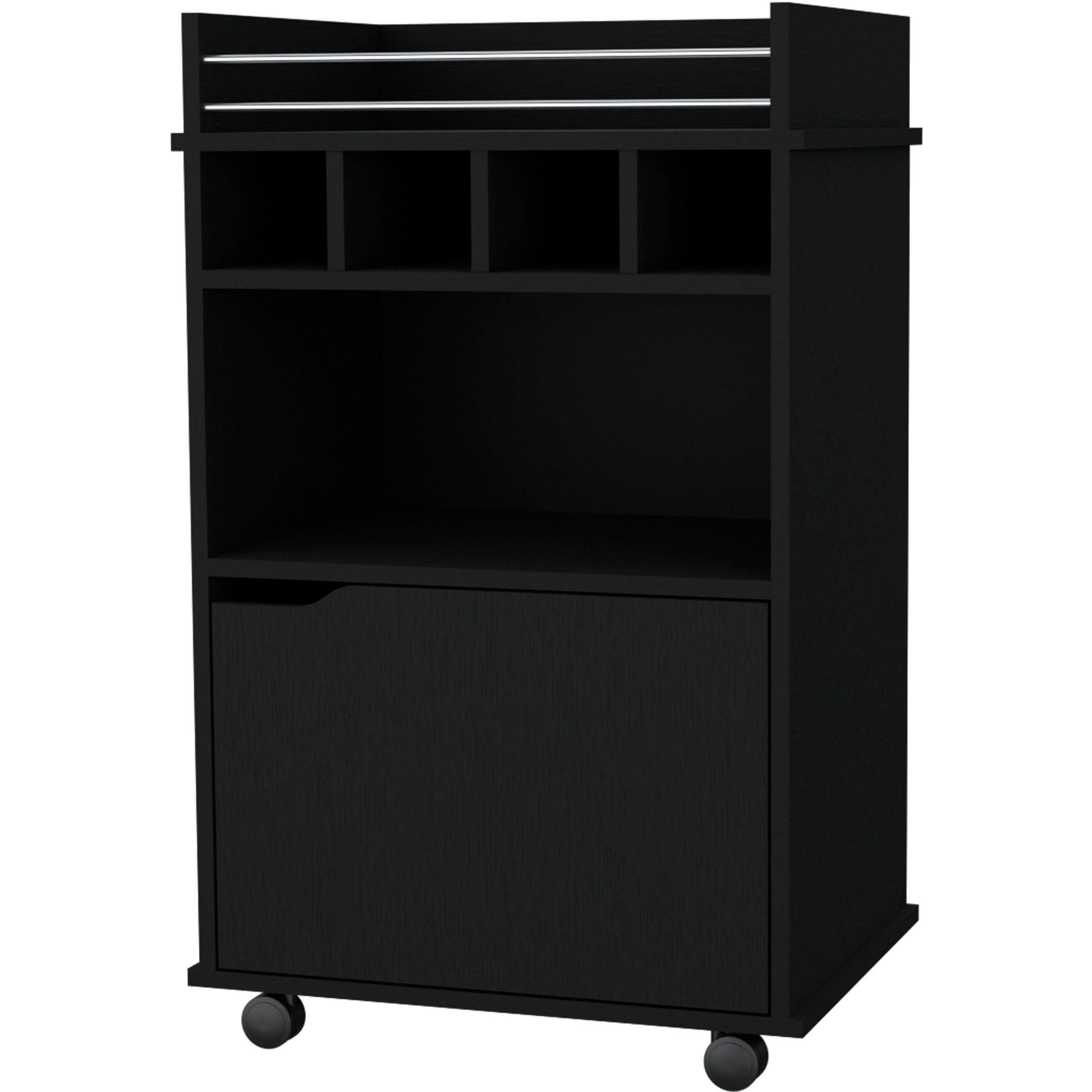 Black 1-Door Bar Cart