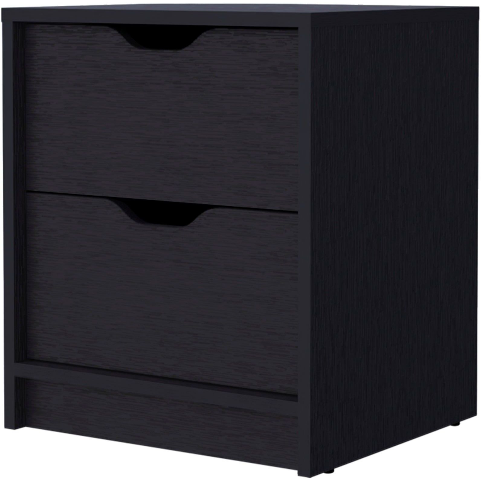 Black 2-Drawer Nightstand