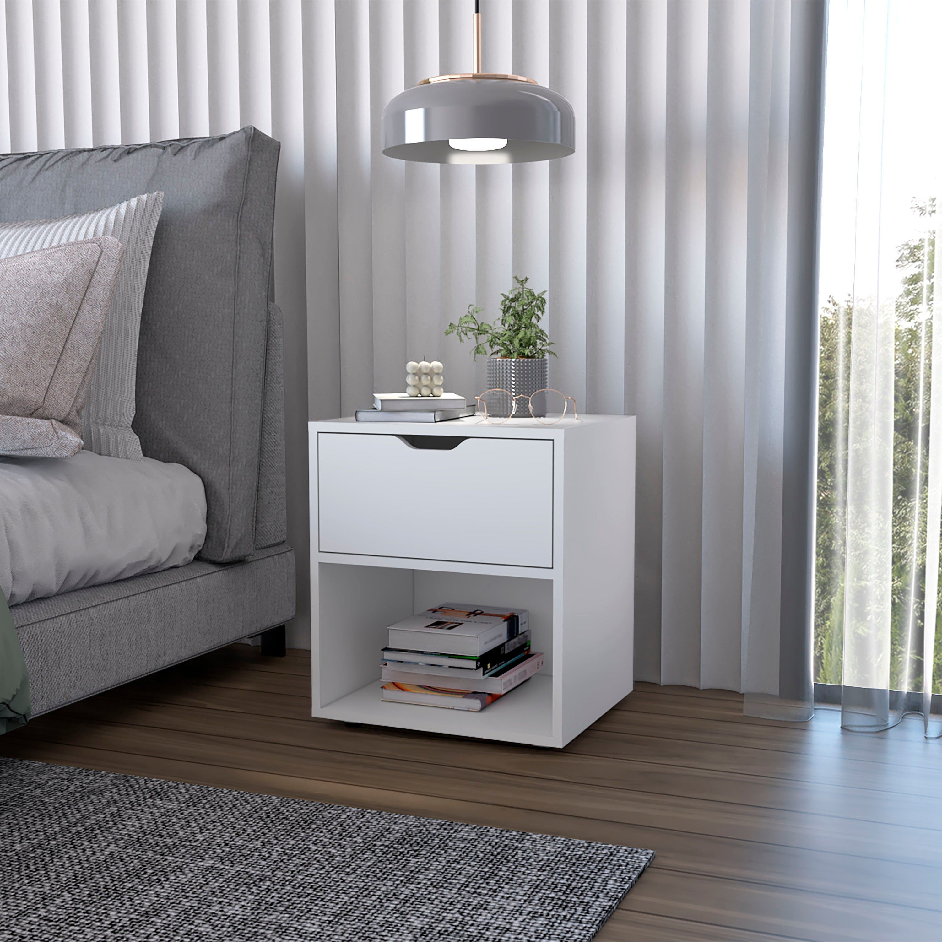 White Elegant Drawer Nightstand