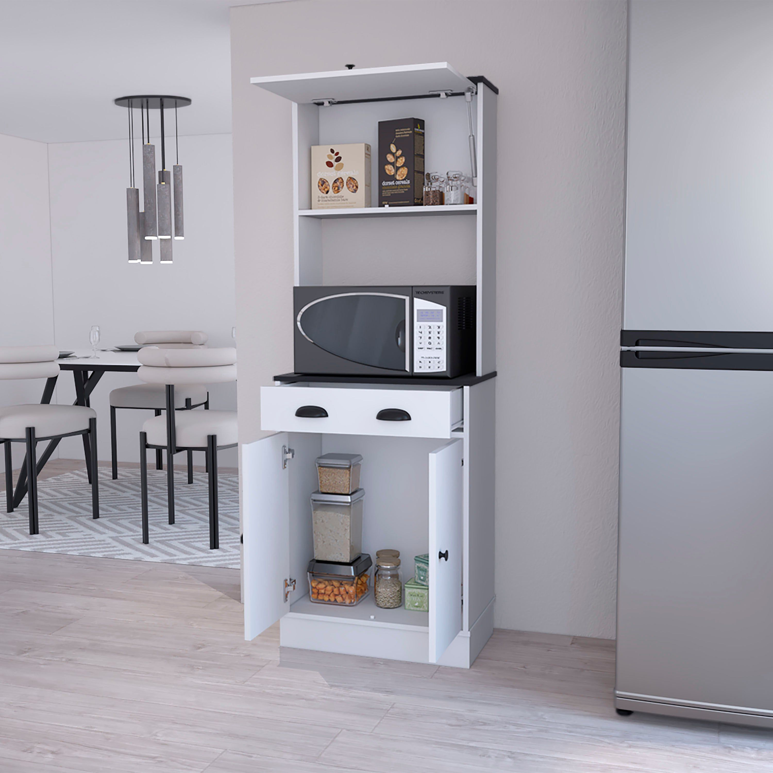 White And Black 2-Cabinet Kitchen Pantry