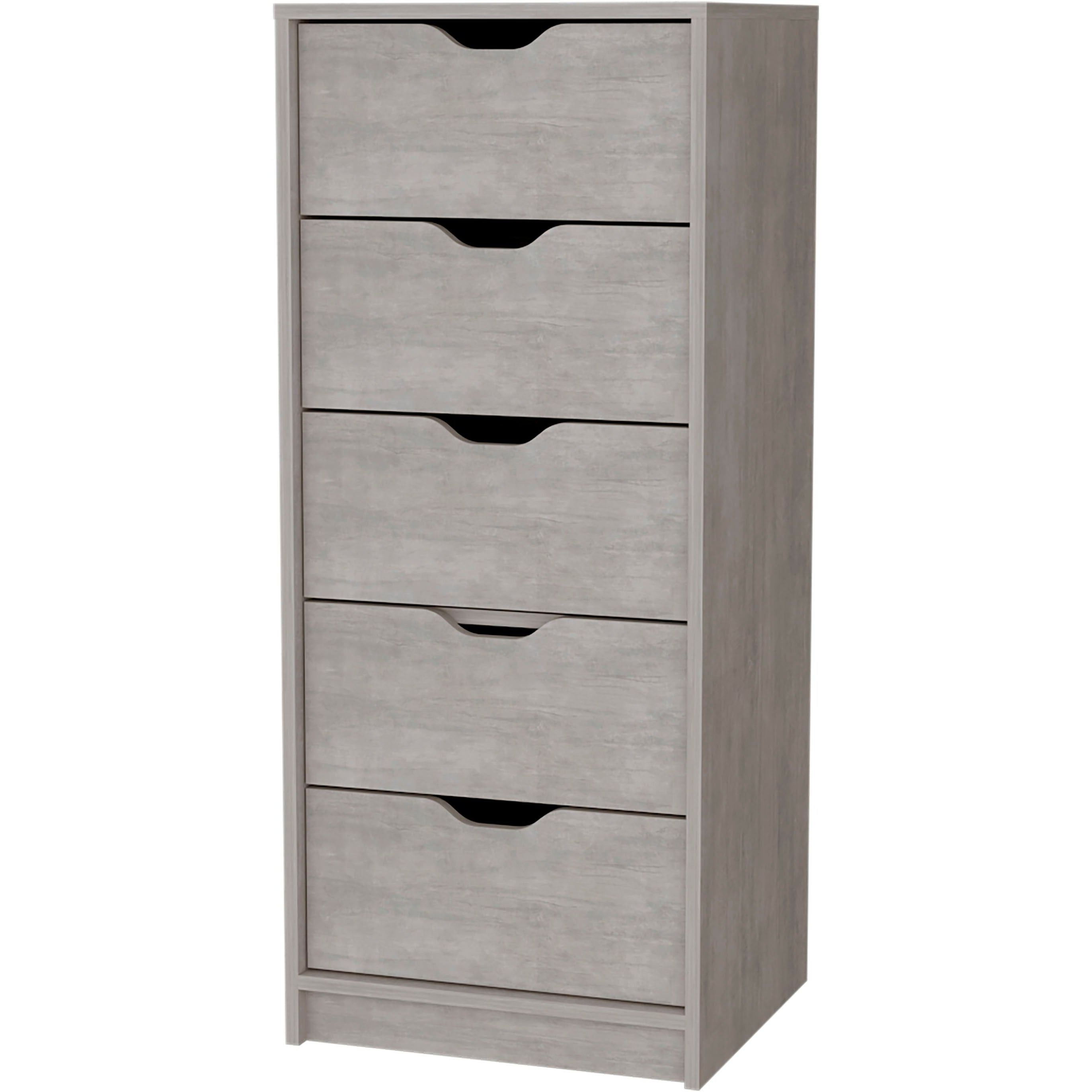 Concrete Gray 5 Narrow Drawer Dresser