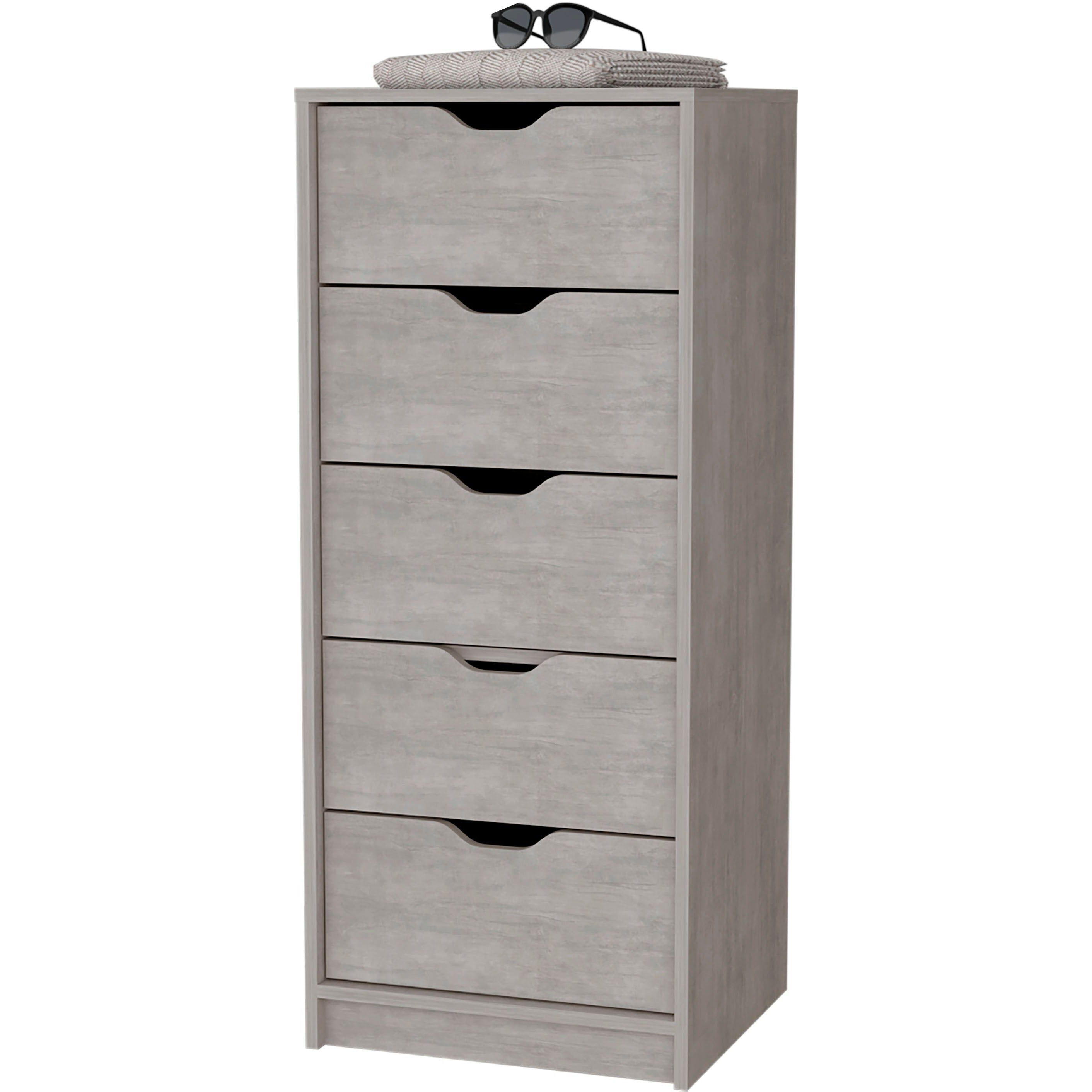 Concrete Gray 5 Narrow Drawer Dresser