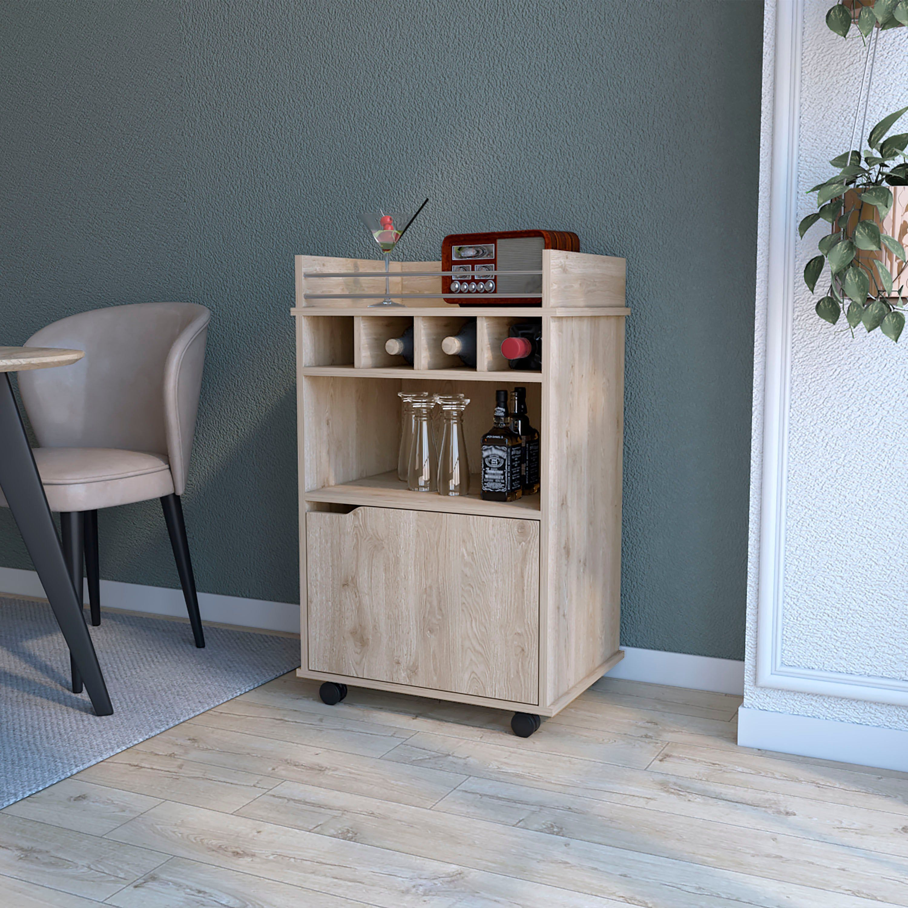 Macadamia 1-Door Bar Cart