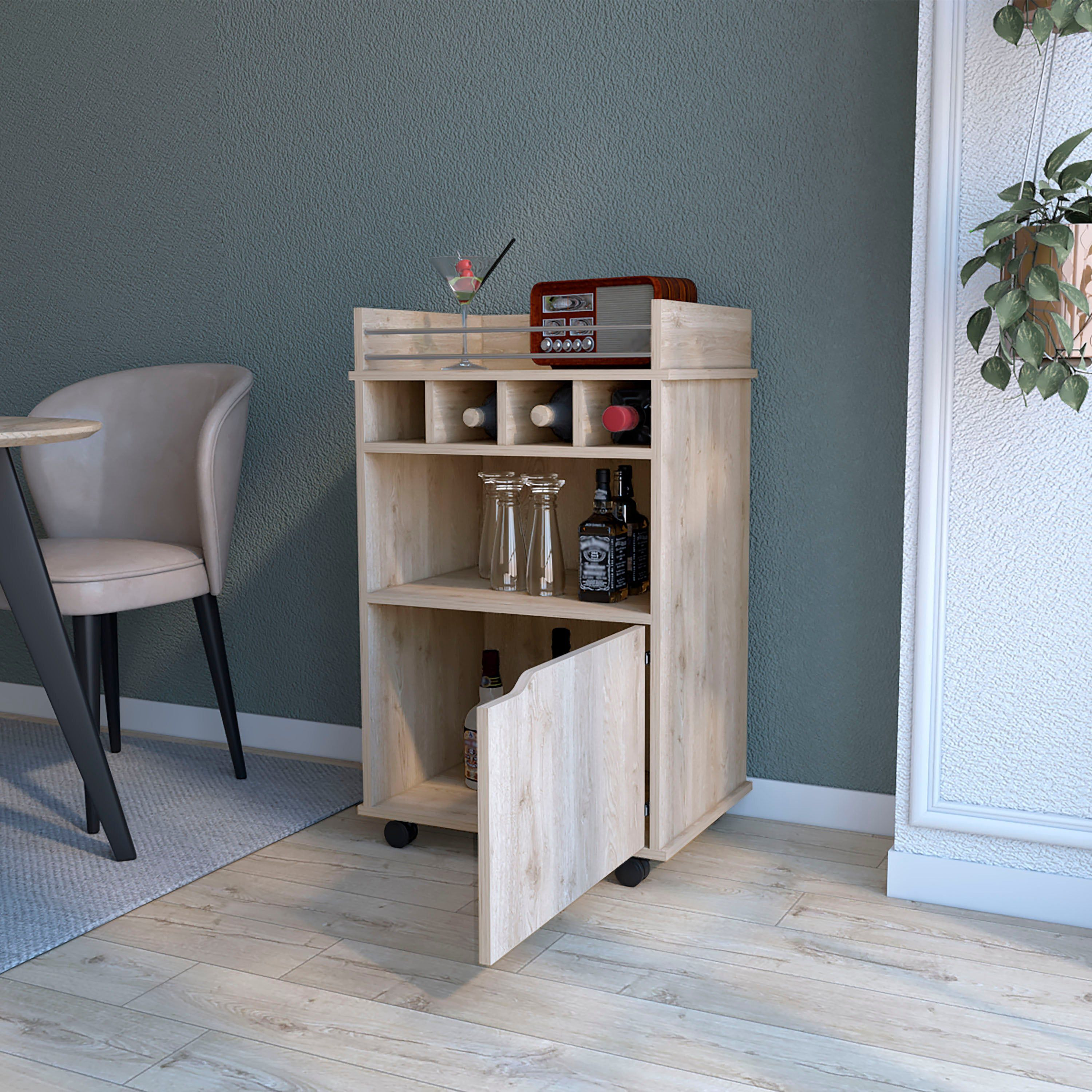 Macadamia 1-Door Bar Cart