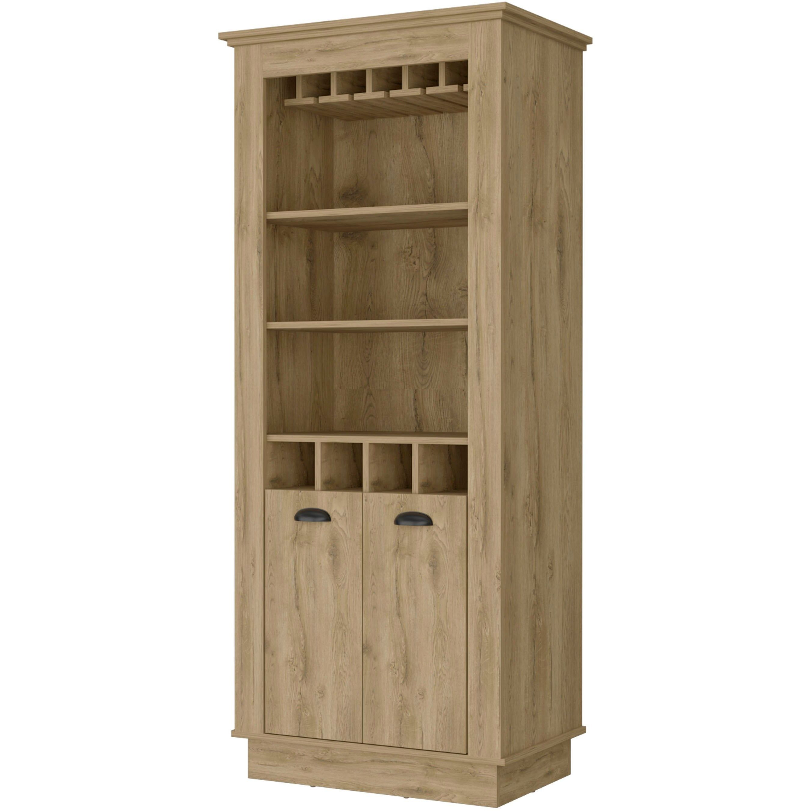 Macadamia 4-Built In Wine Rack Bar Cabinet