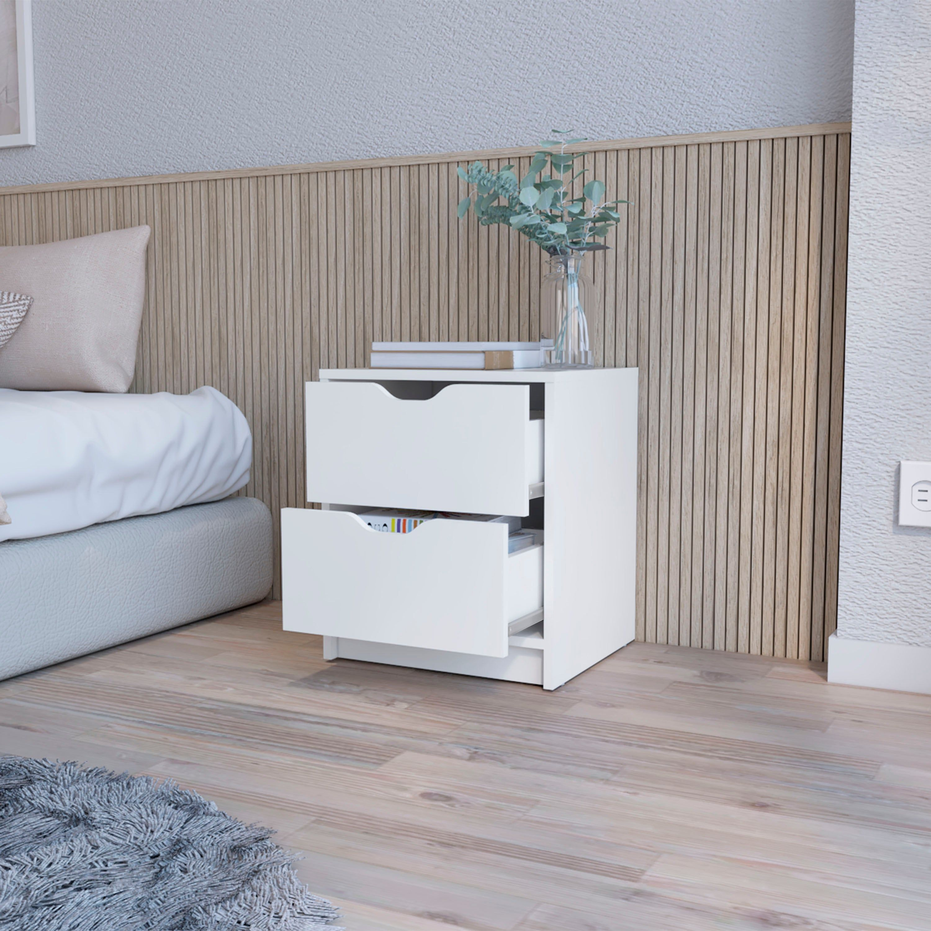 White 2-Drawer Nightstand