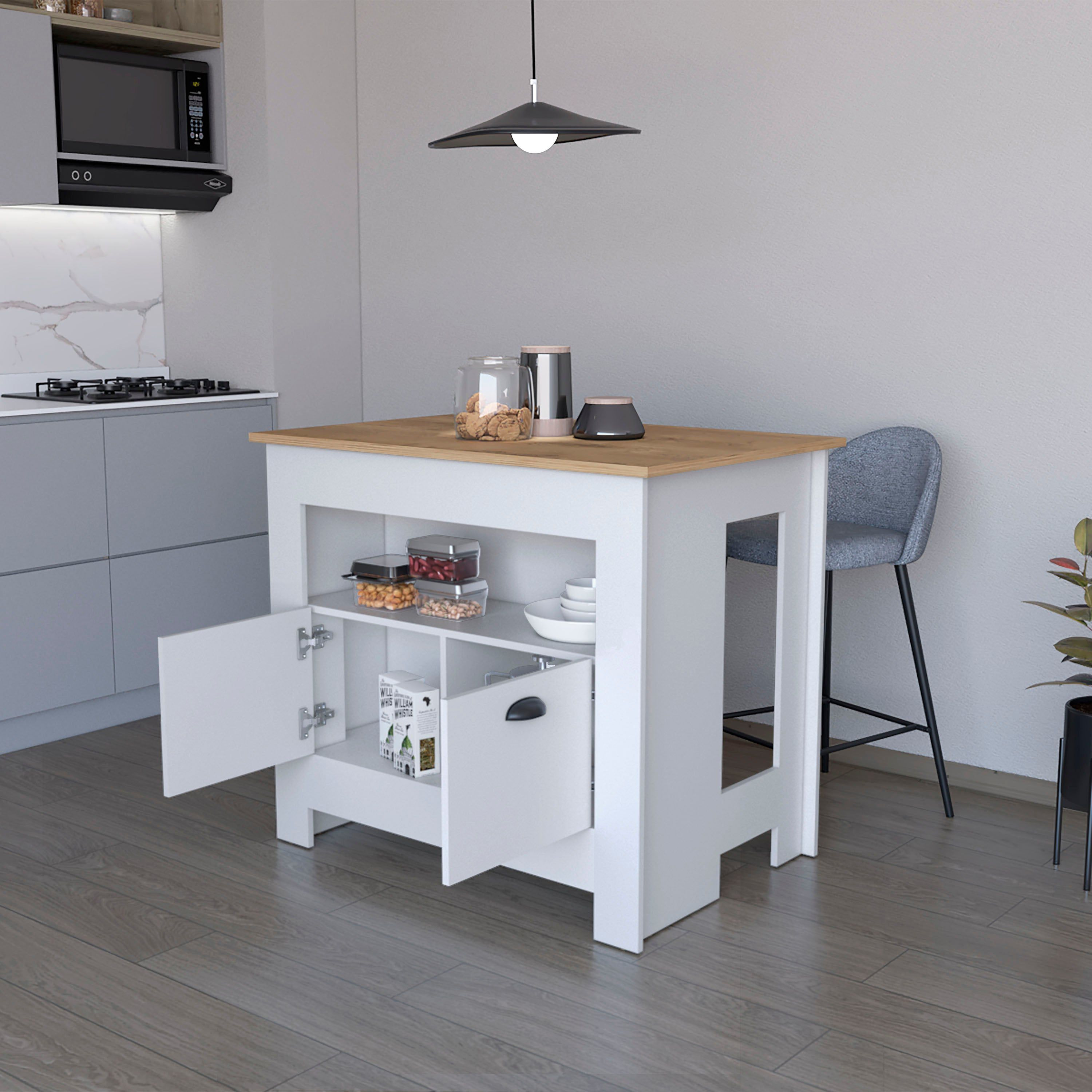 White 2-Door Kitchen Island