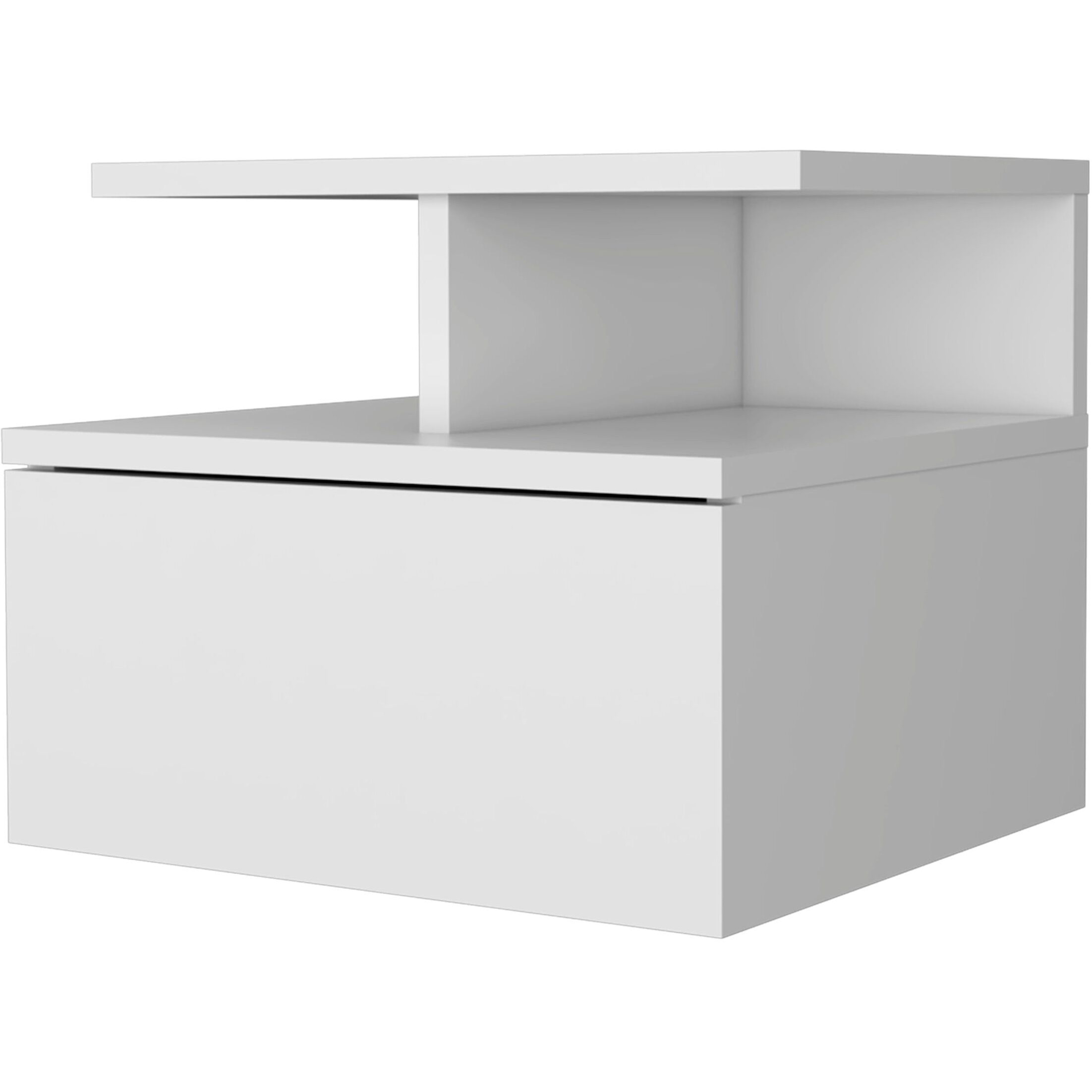 White 1-Drawer Floating Nightstand