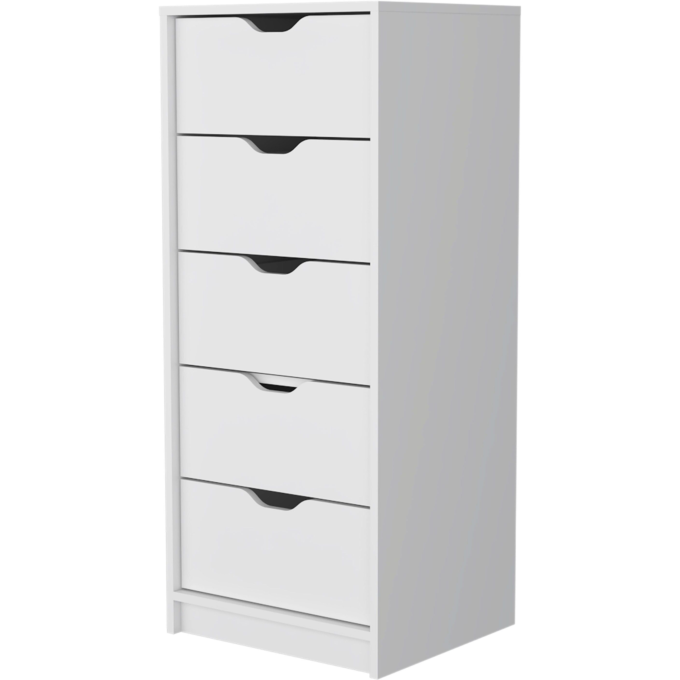 Logan White 5 Narrow Drawer Dresser