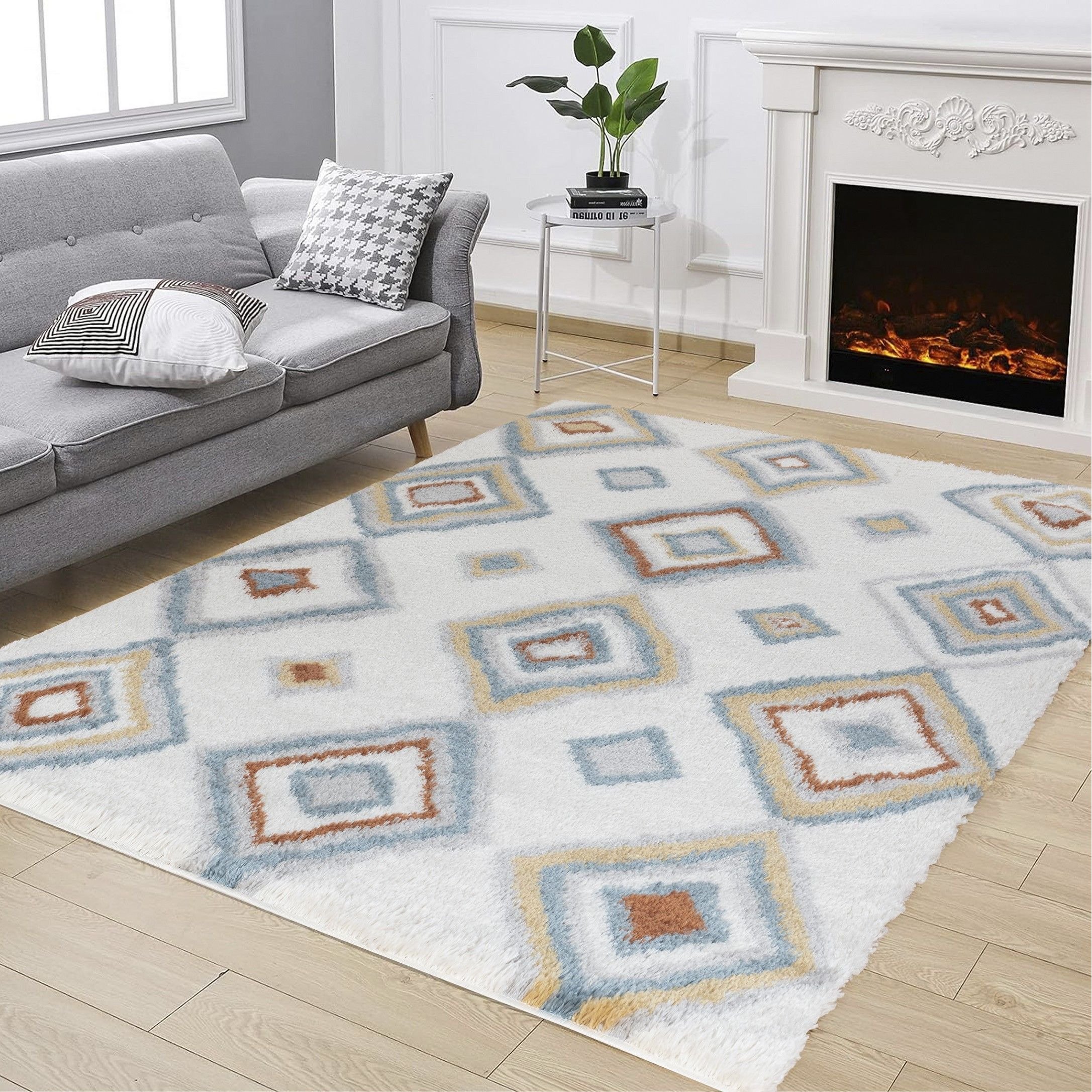 Loft Shag Gc_Czy1006 Ivory 5 Ft. 3 In. X 7 Ft. Shaggy Area Rug