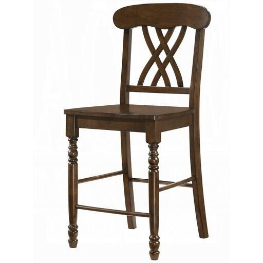 Walnut Cross Back Counter Height Stools (Set Of 2)