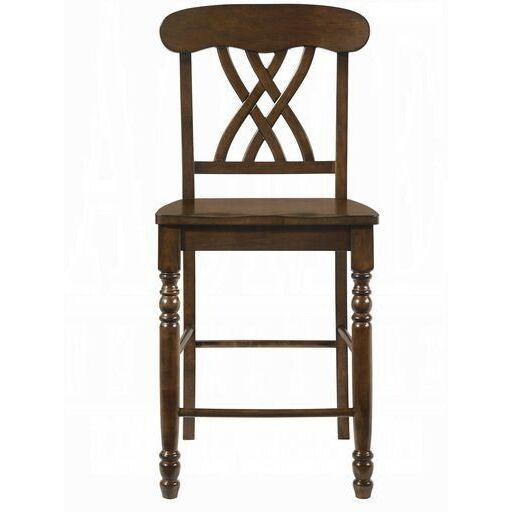 Walnut Cross Back Counter Height Stools (Set Of 2)