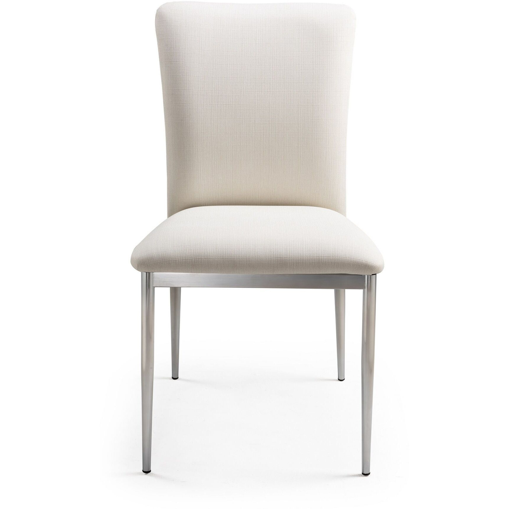 Contemporary Faux Leatheratte Side Chair Set Of 2  Soft White Color