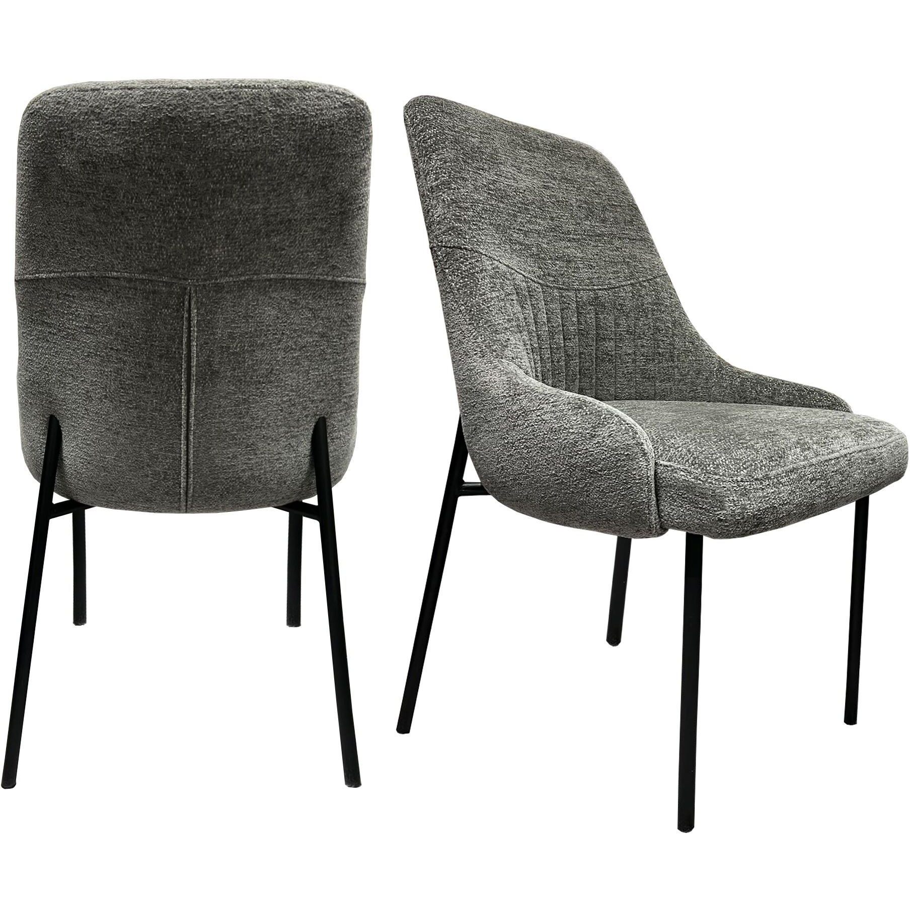 Upholstery Boucle Fabric Dining Side Chair Set Of 2  Grey