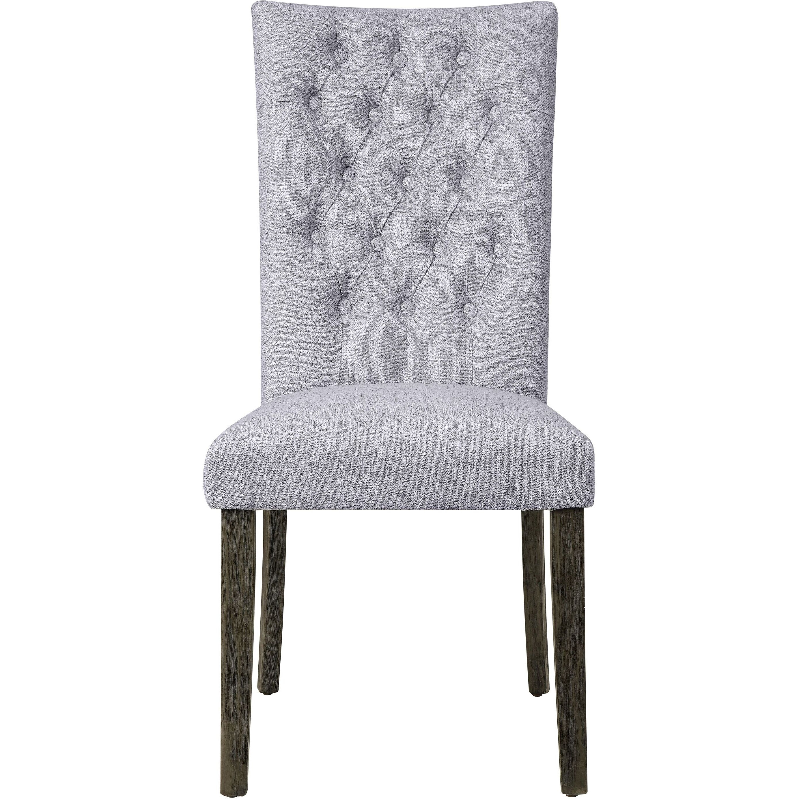 Grey And Grey Oak Side Chair With Button Tufted (Set Of 2)