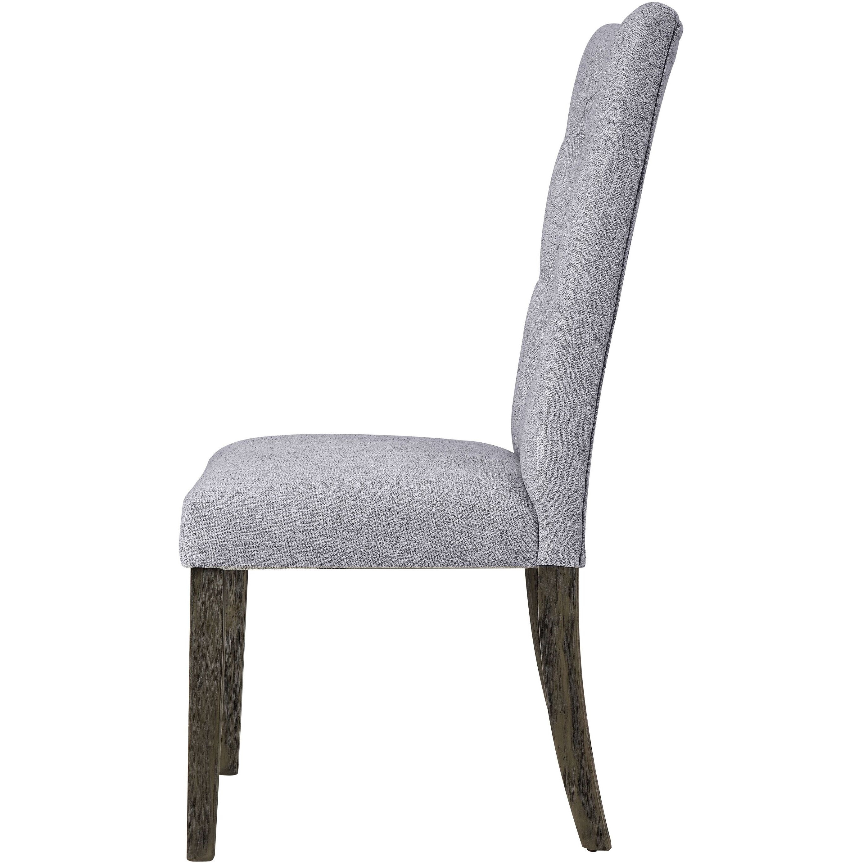 Grey And Grey Oak Side Chair With Button Tufted (Set Of 2)