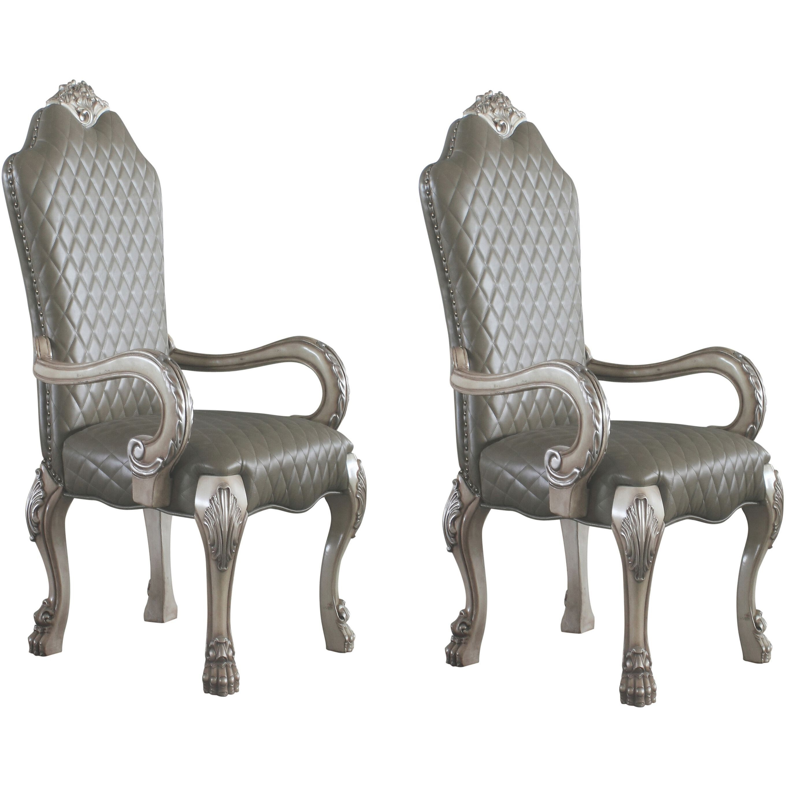 Grey And Vintage Bone White Arm Chairs (Set Of 2)