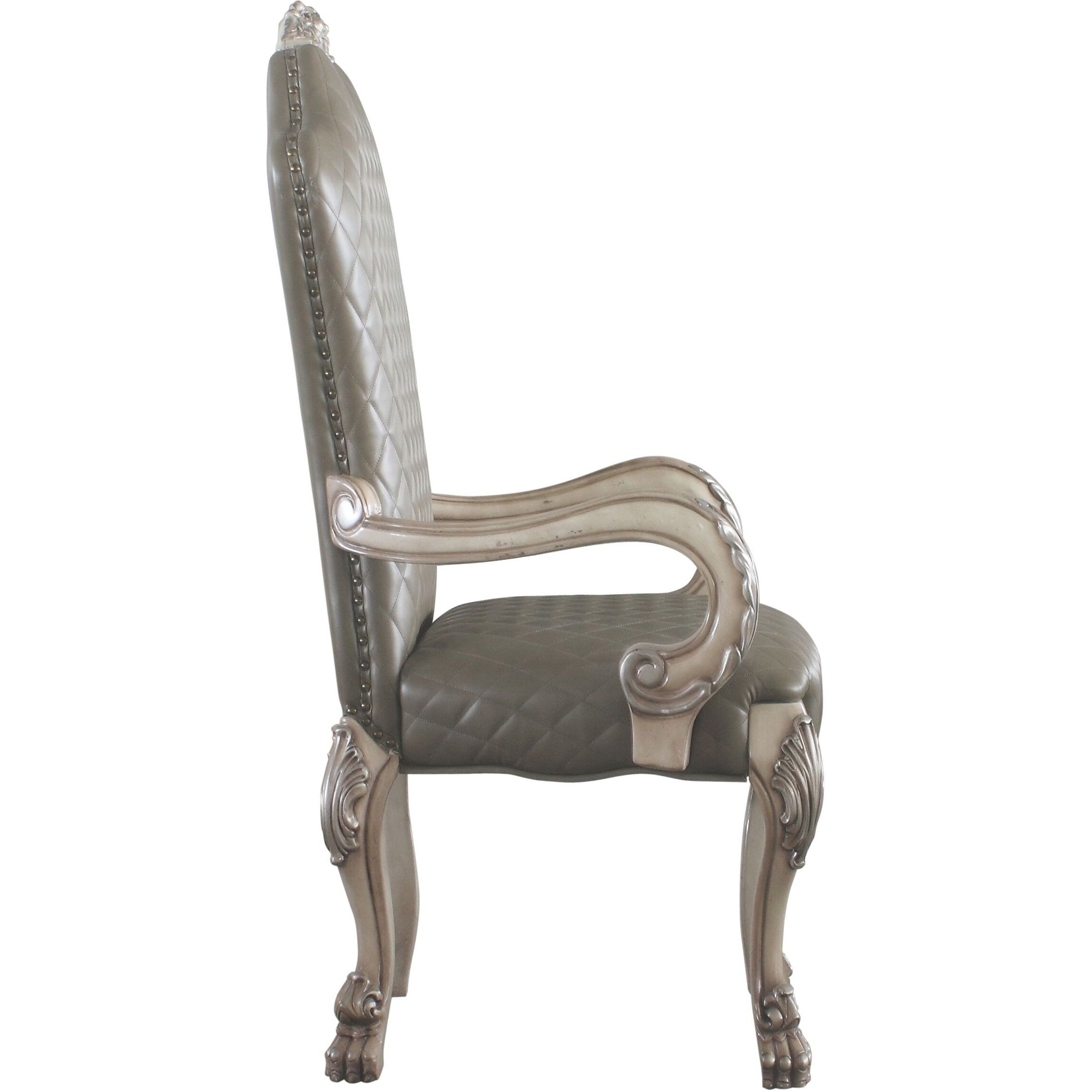 Grey And Vintage Bone White Arm Chairs (Set Of 2)