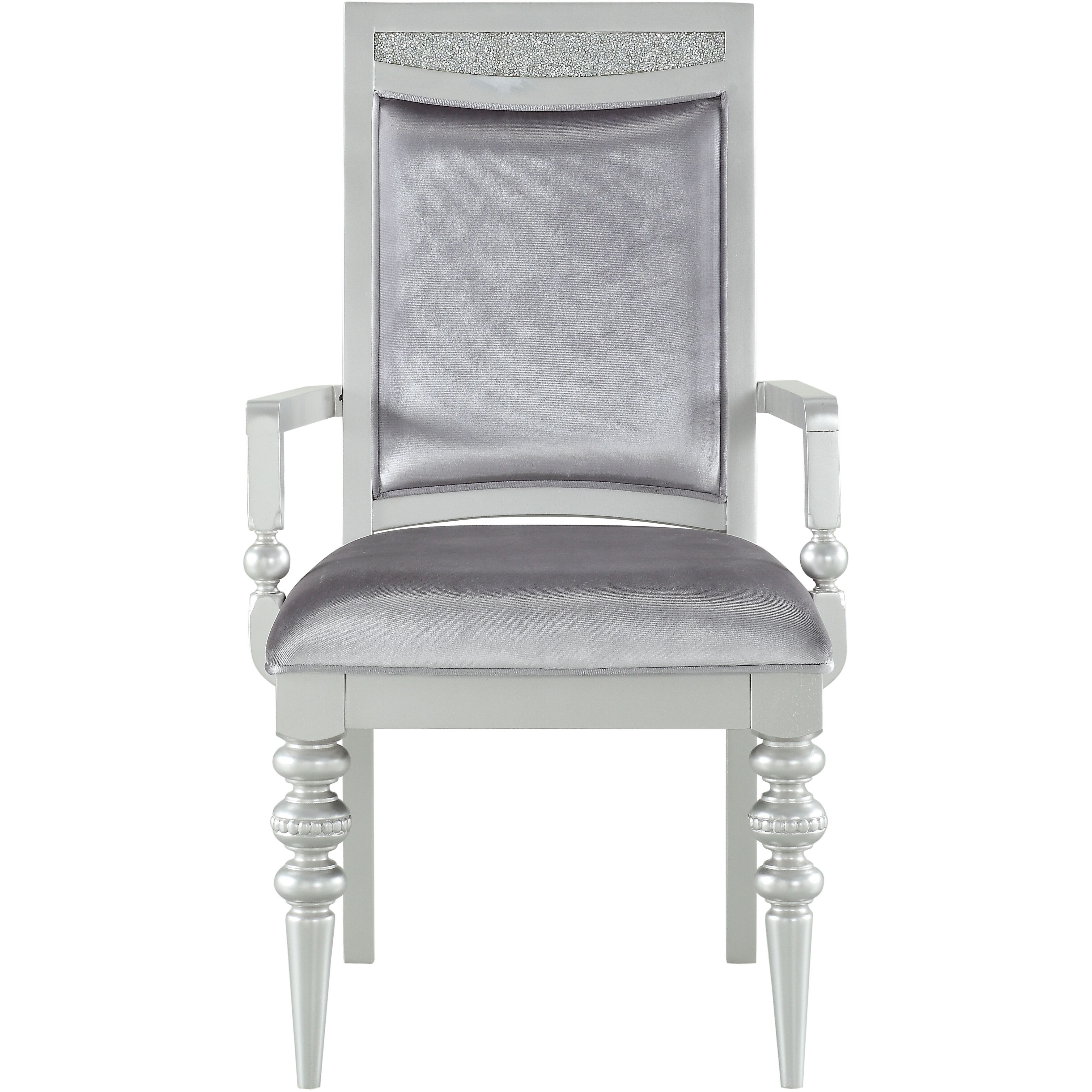 Grey And Platinum Upholstered Arm Chairs (Set Of 2)