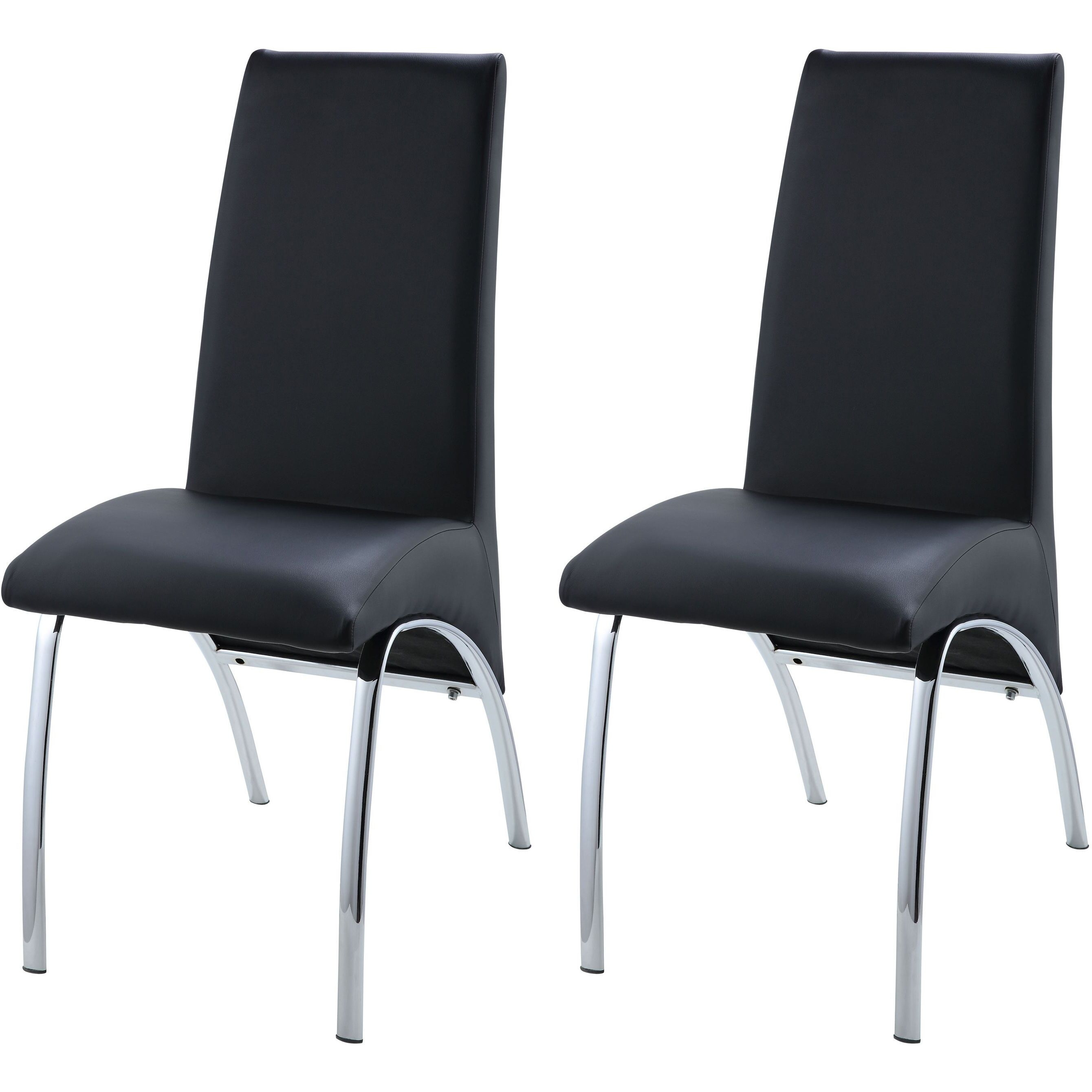 Black And Chrome Armless Solid Back Side Chair (Set Of 2)