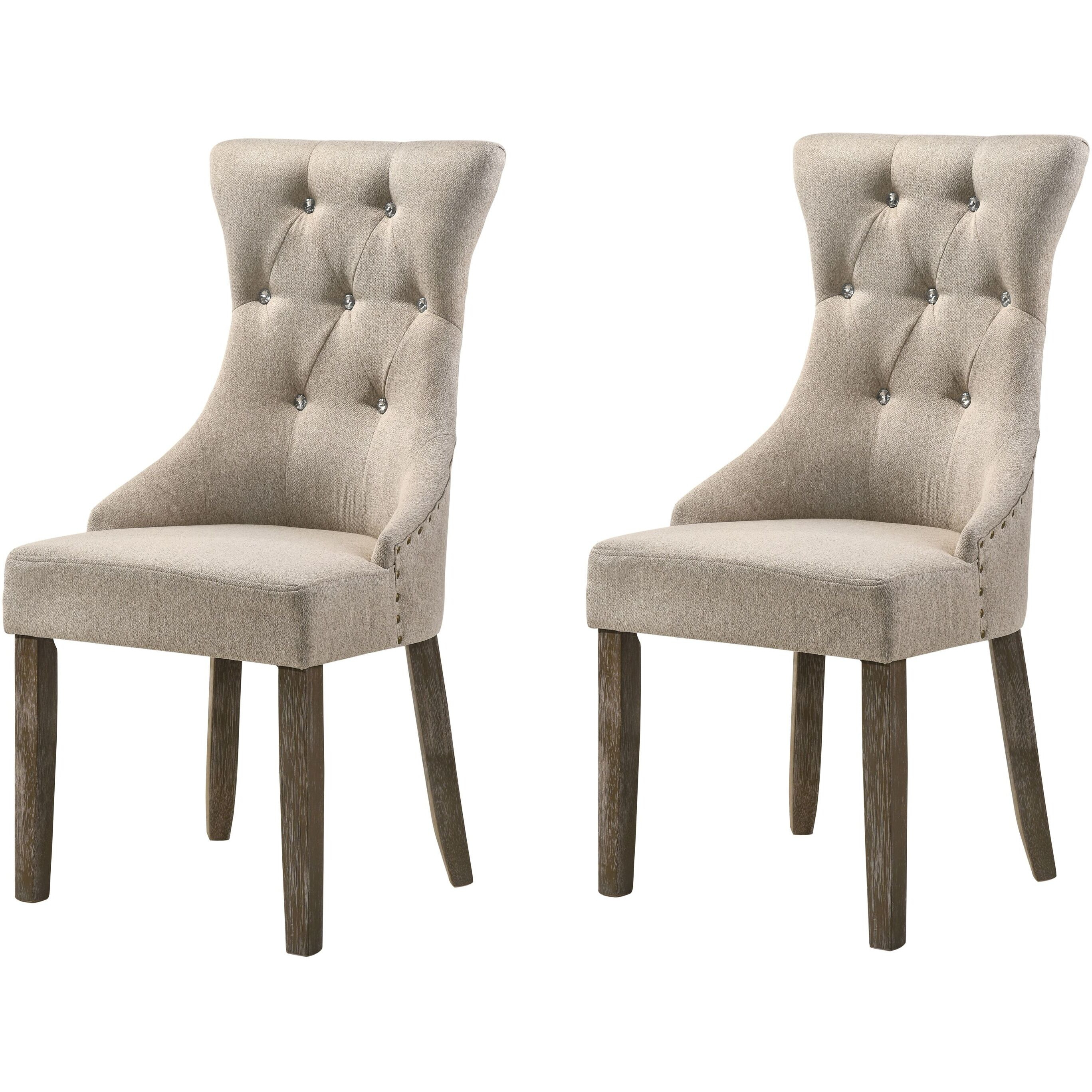 Beige And Reclaimed Grey Tufted Back Side Chairs (Set Of 2)