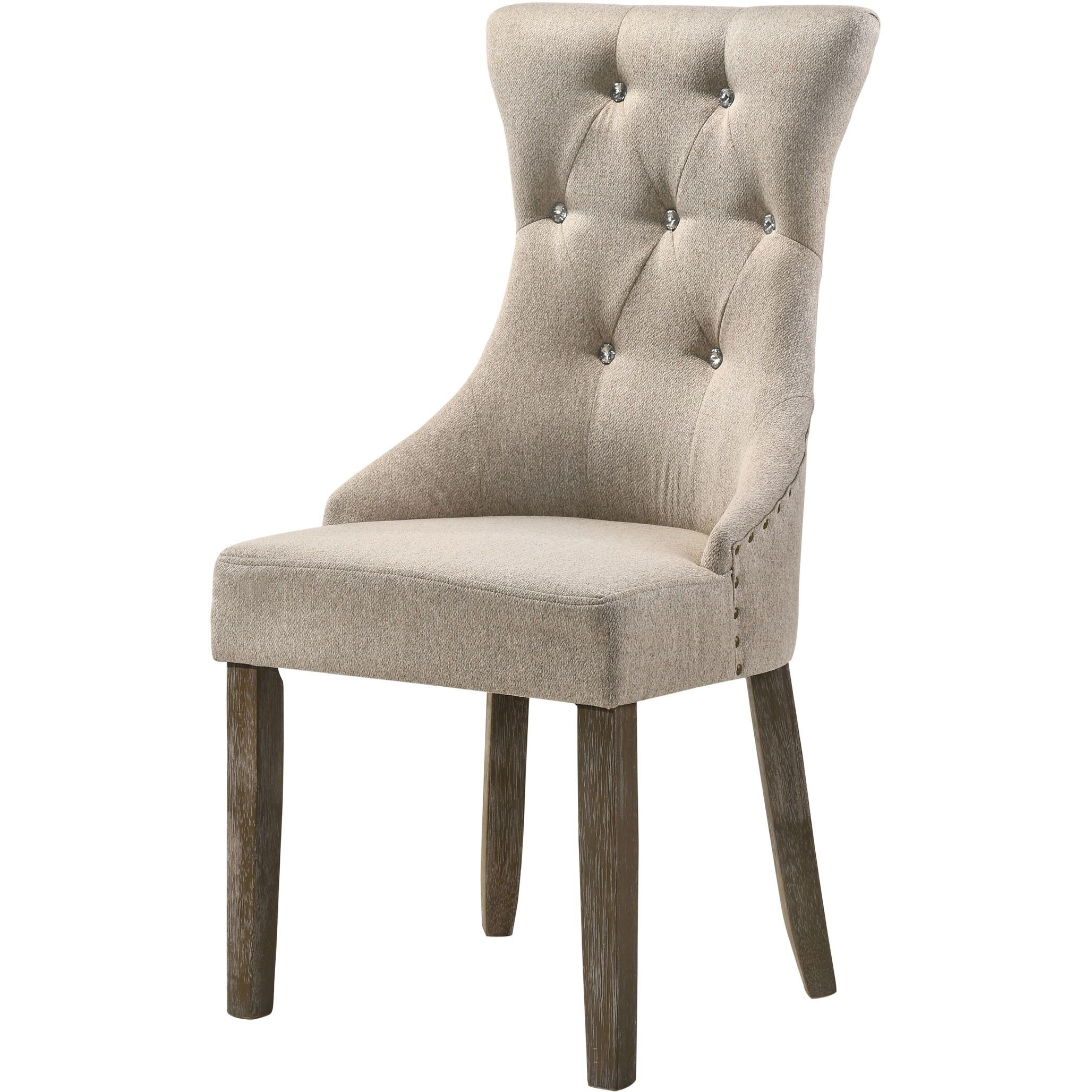 Beige And Reclaimed Grey Tufted Back Side Chairs (Set Of 2)