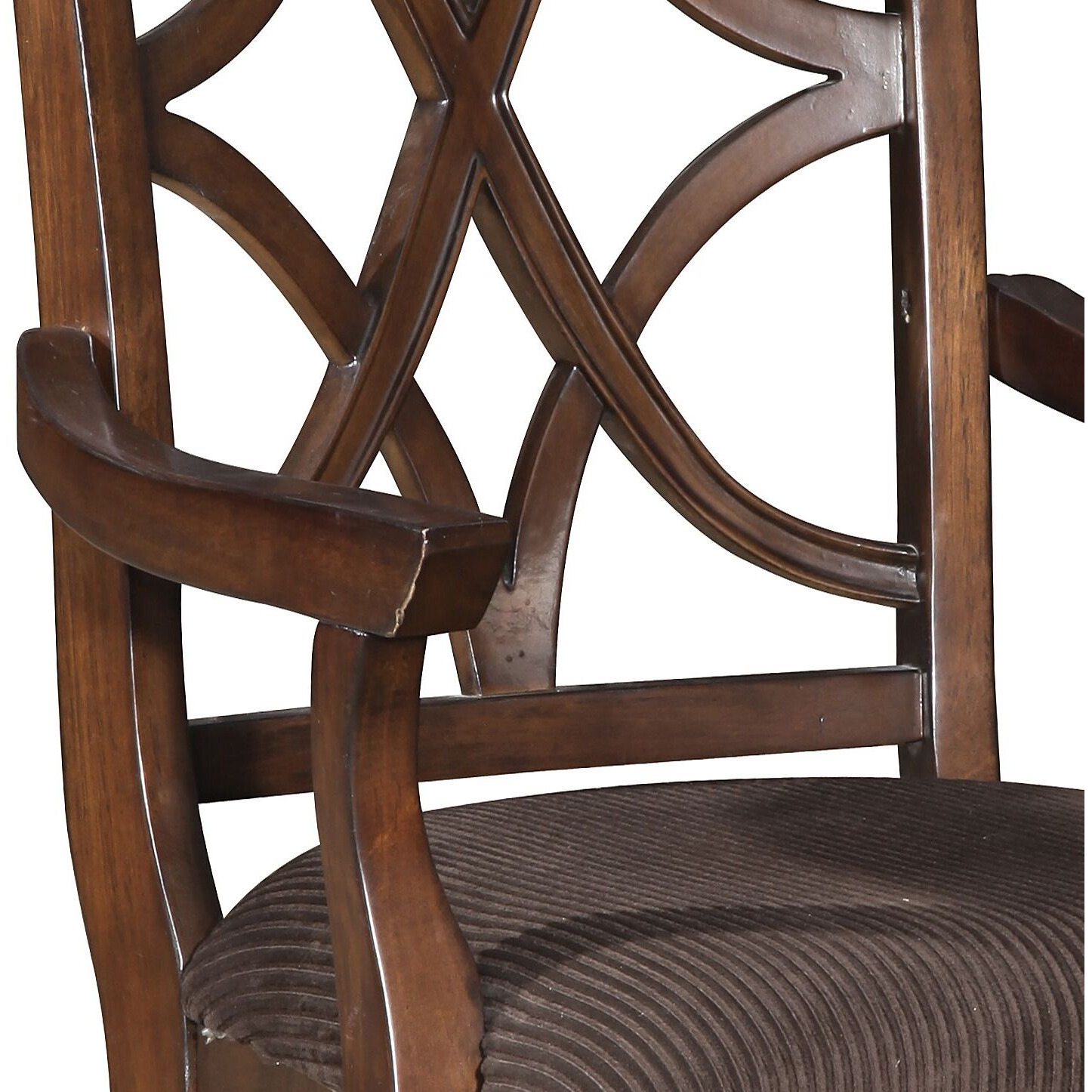 Brown And Dark Walnut Cross Back Arm Chairs (Set Of 2)