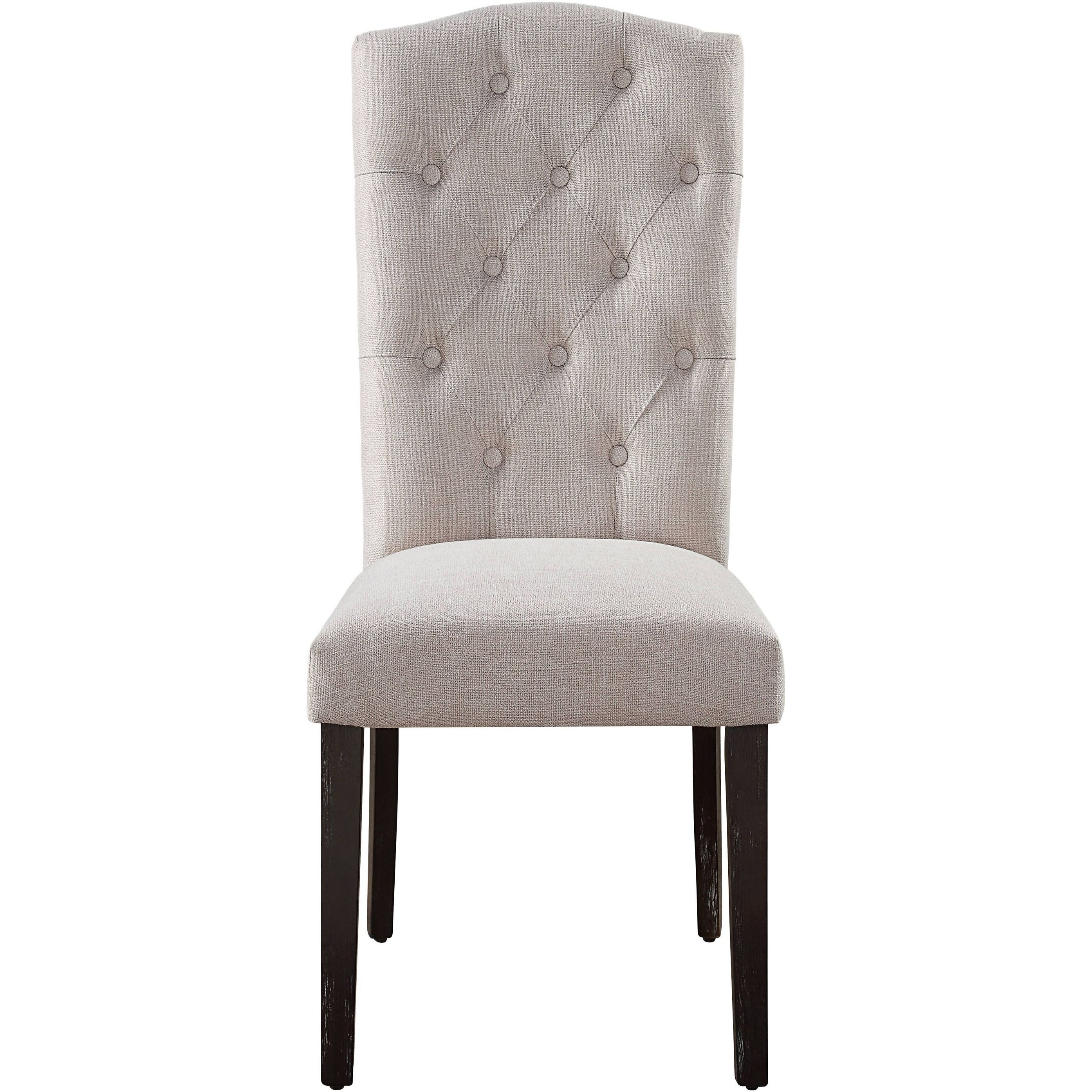 Beige And Weathered Espresso Tufted Back Side Chairs (Set Of 2)