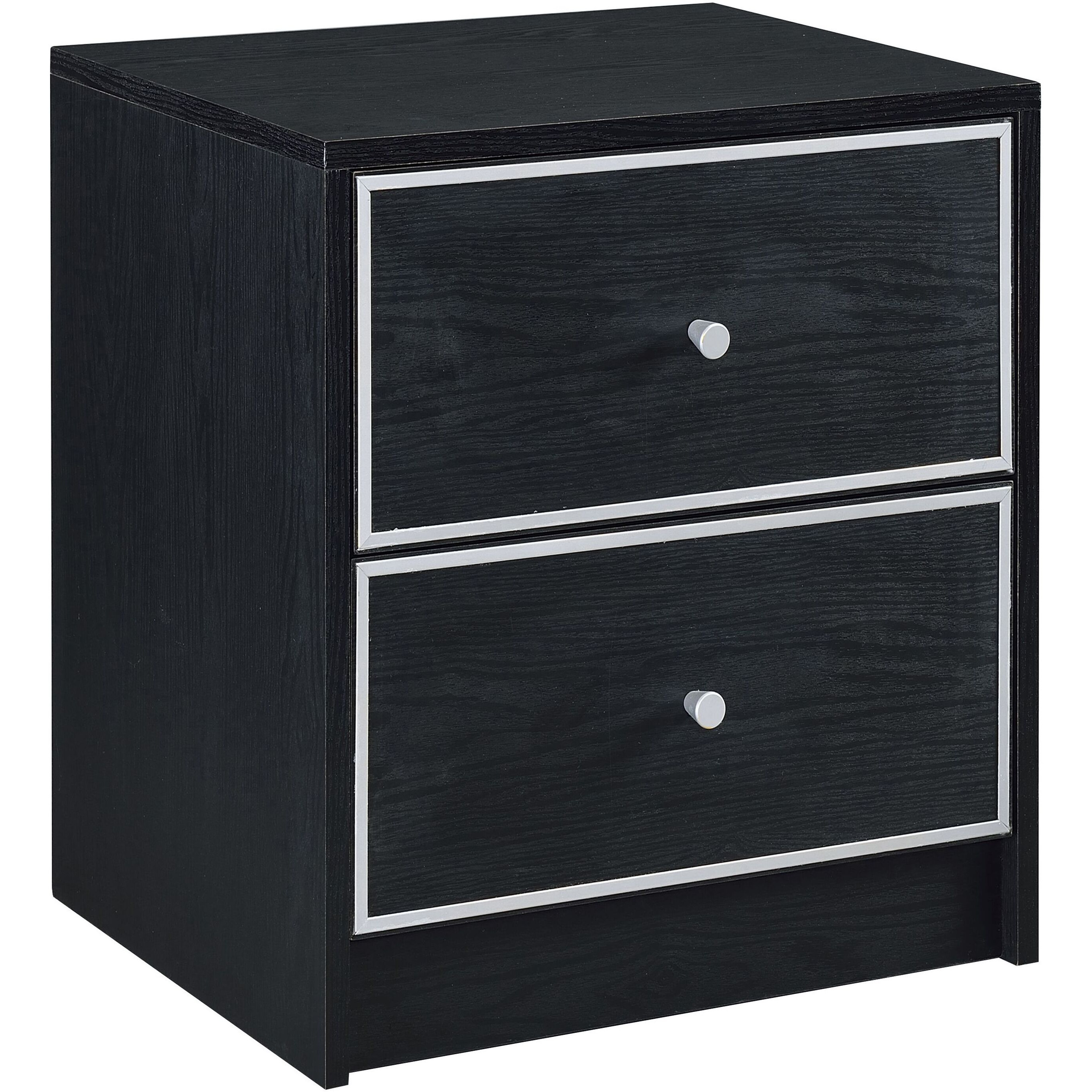 Black And Silver 2-Drawer Nightstand