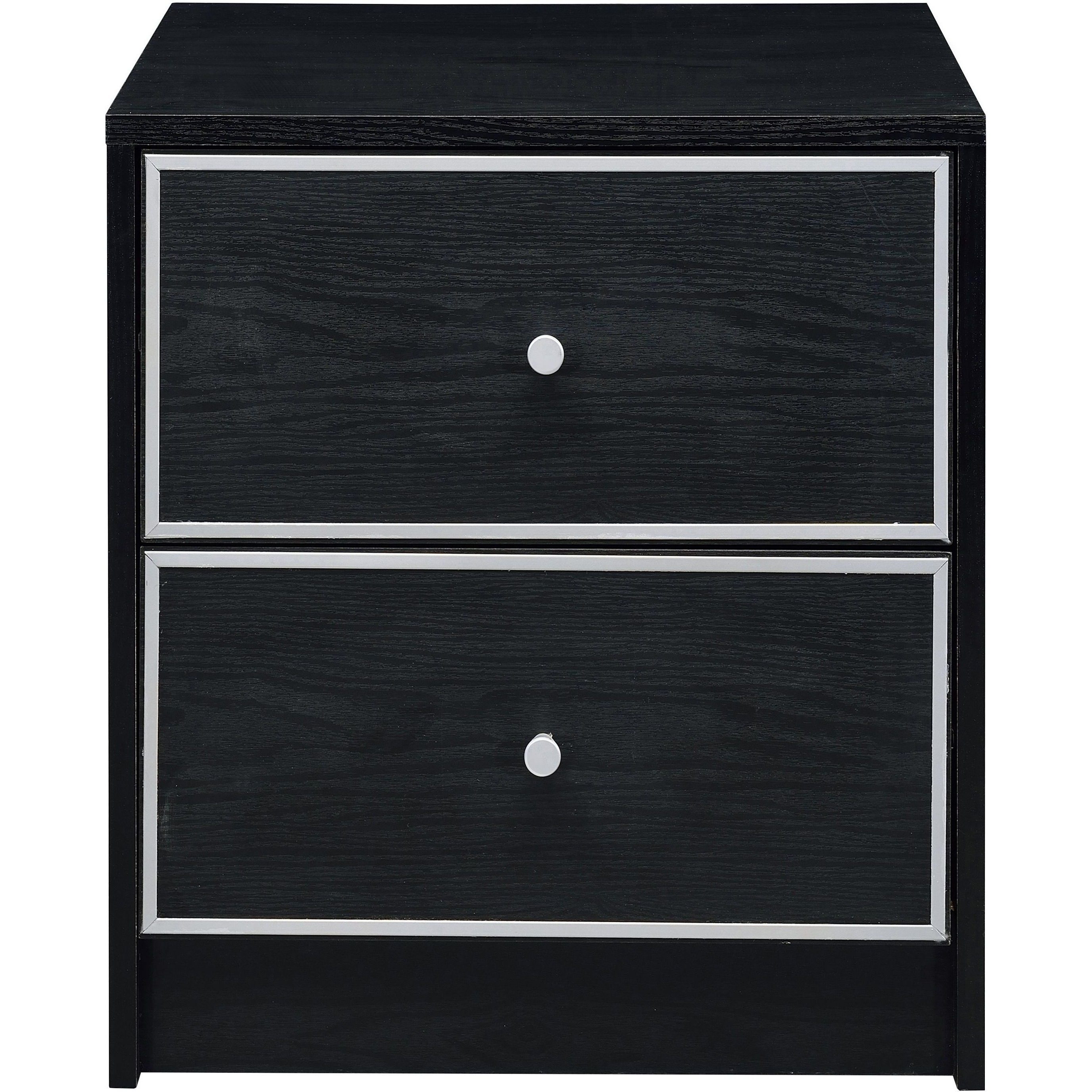 Black And Silver 2-Drawer Nightstand