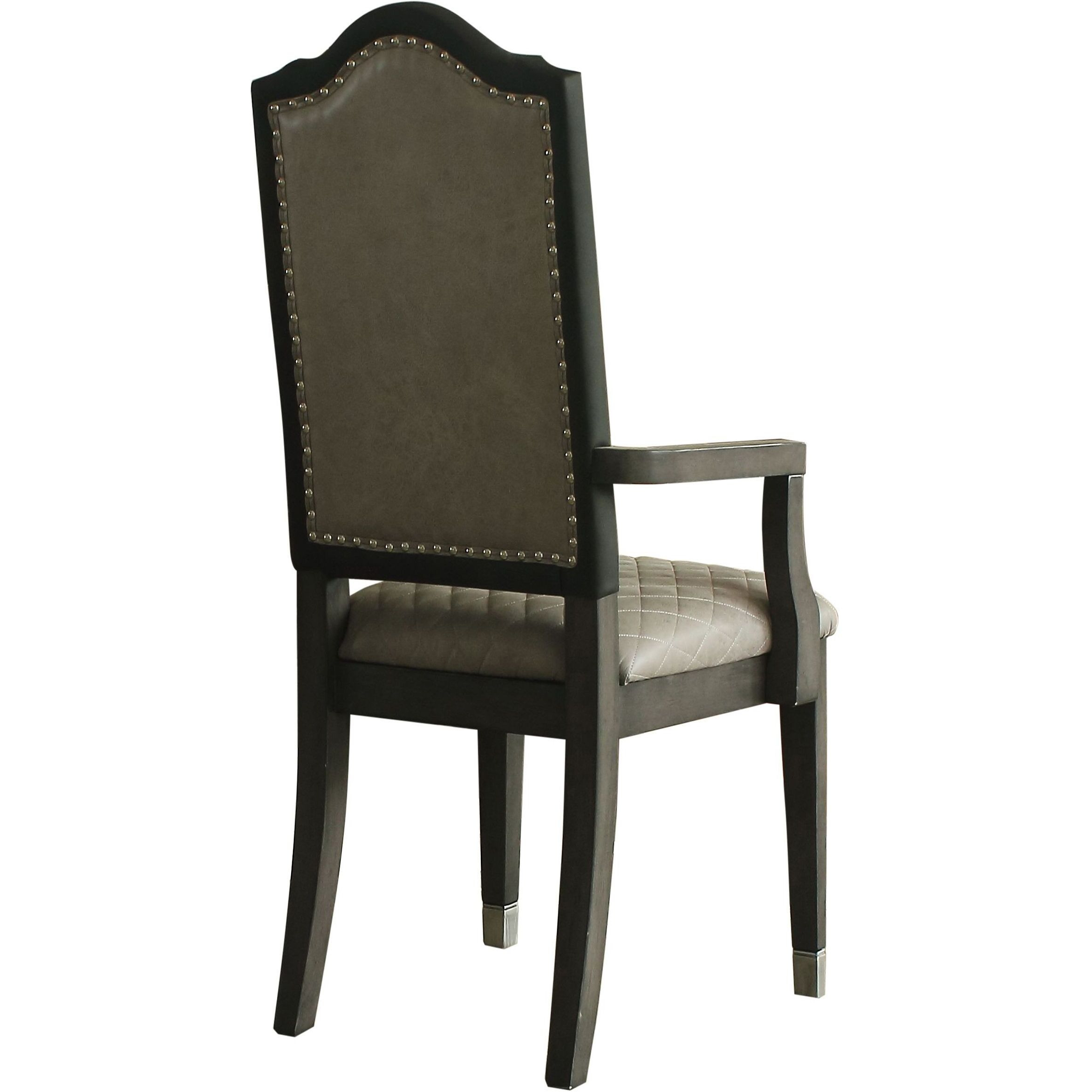 Two Tone Grey And Charcoal Upholstered Back Arm Chairs (Set Of 2)