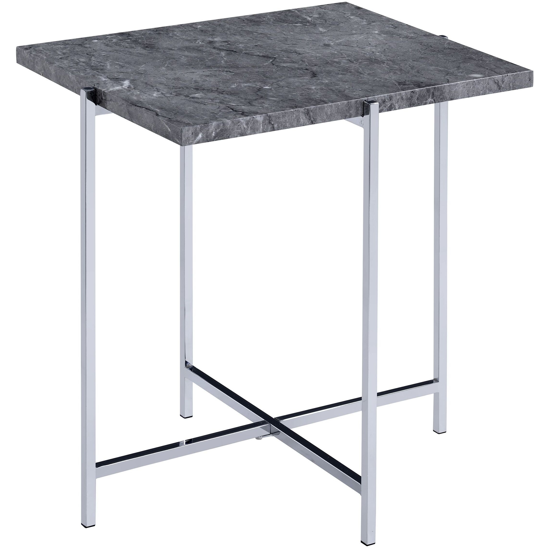 Grey And Chrome Rectangle End Table