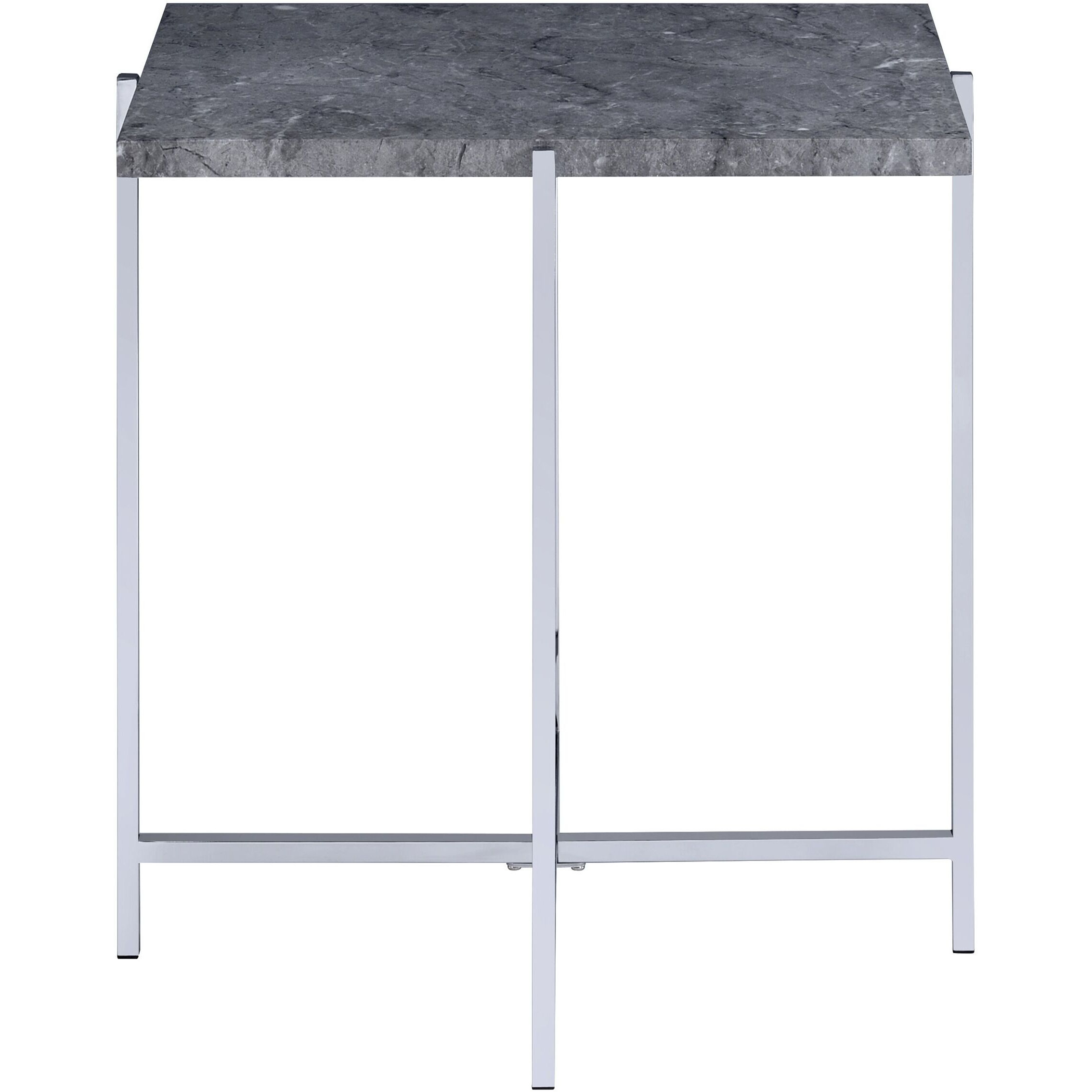 Grey And Chrome Rectangle End Table