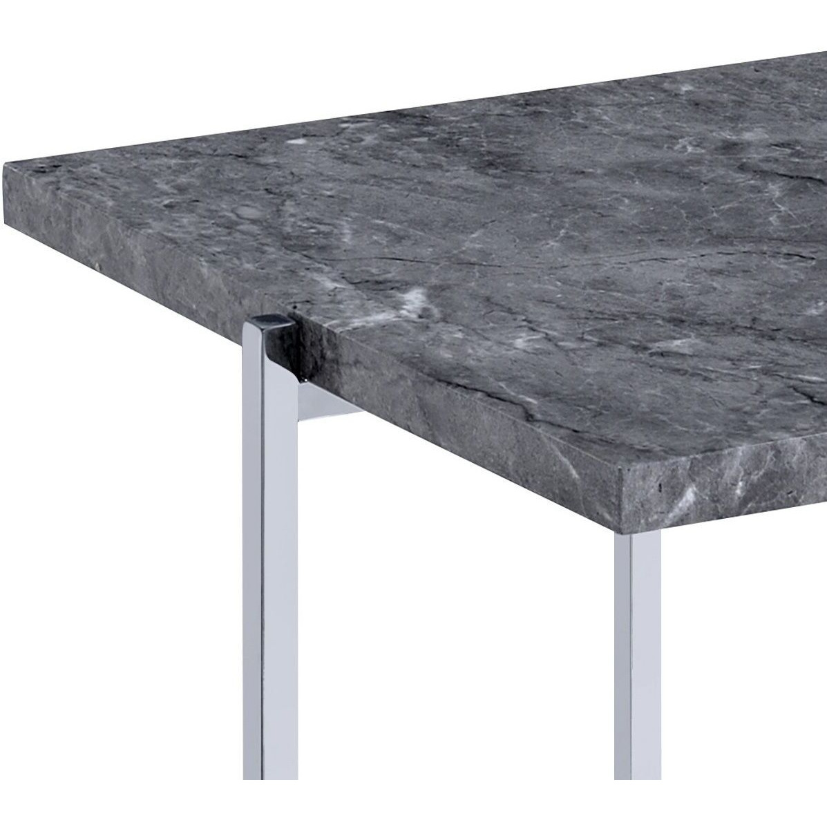 Grey And Chrome Rectangle End Table