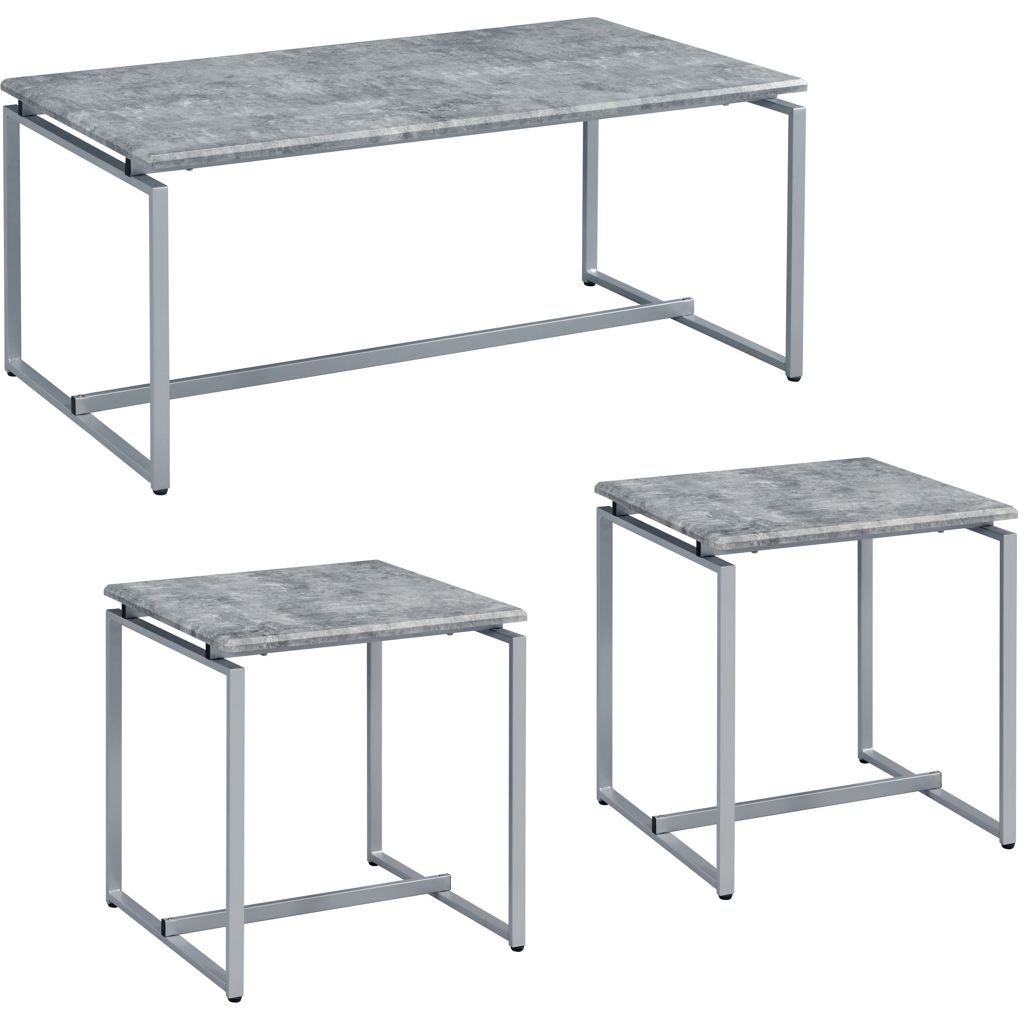 Grey And Silver Occasional Set With Trestle Base