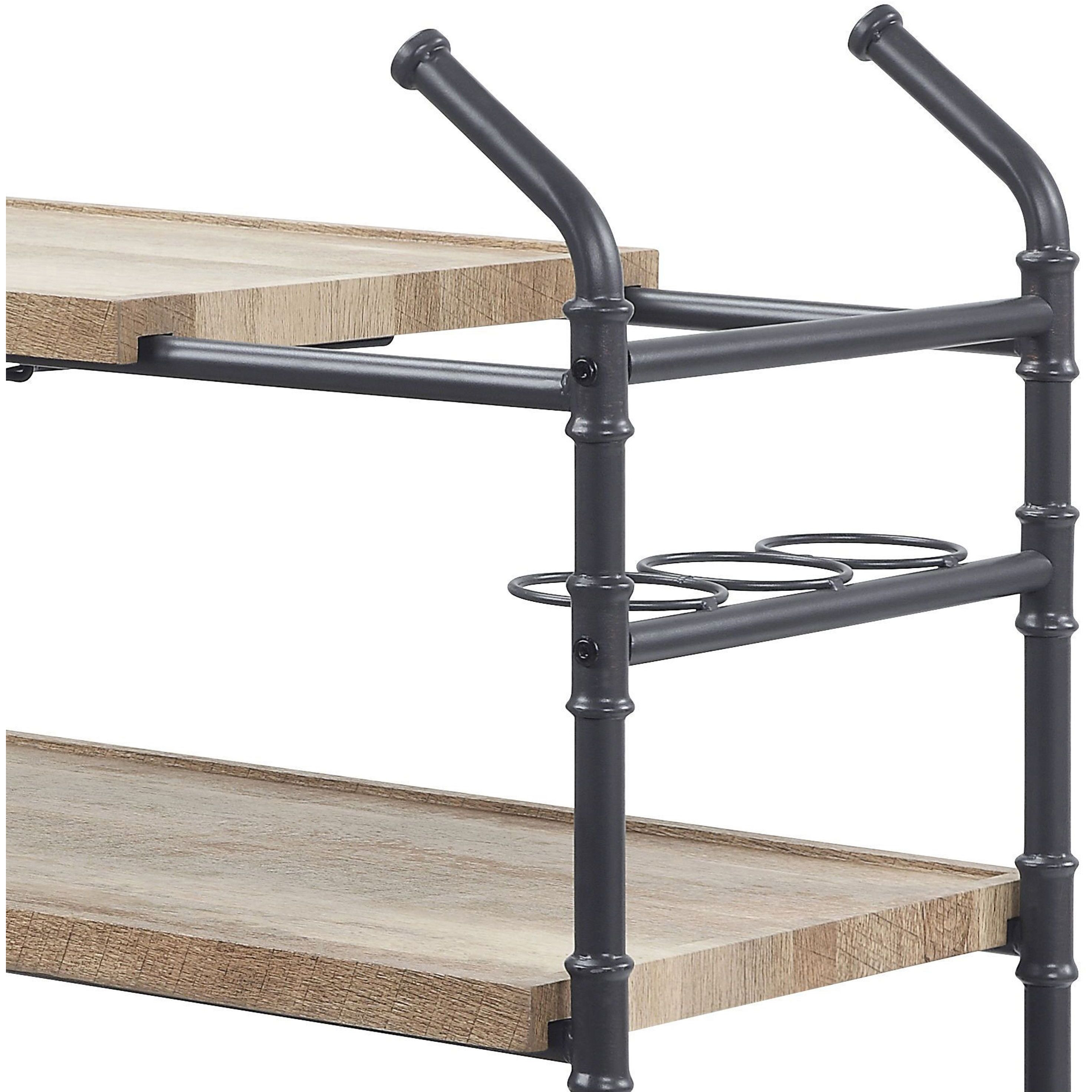 Oak And Sandy Black 2-Shelf Serving Cart