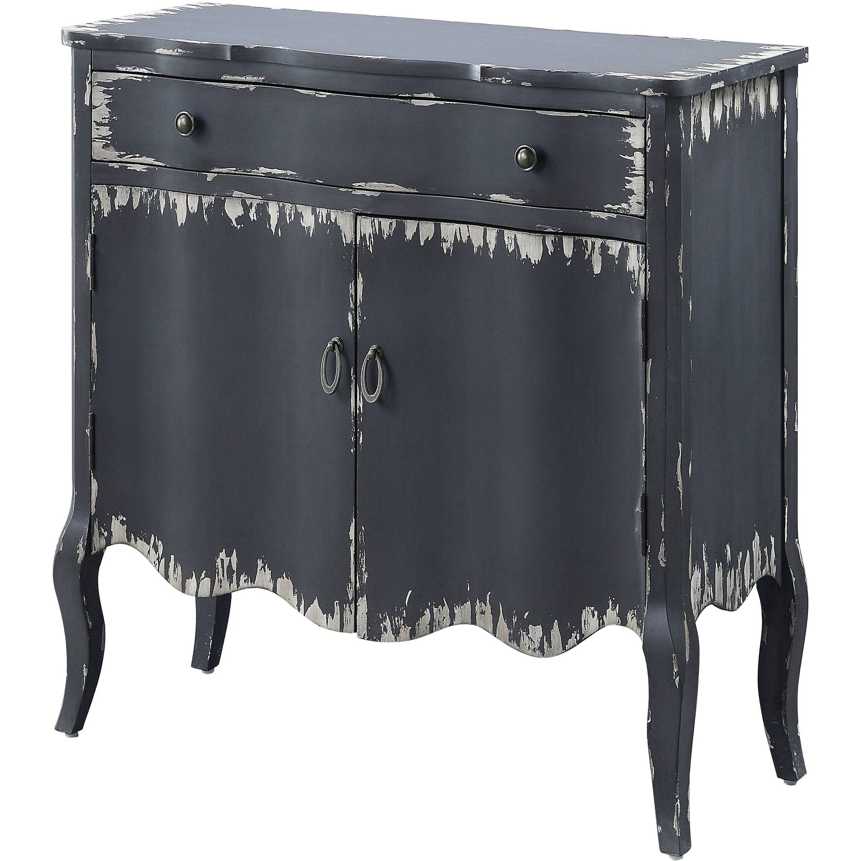 Antique Grey 2-Door Console Table