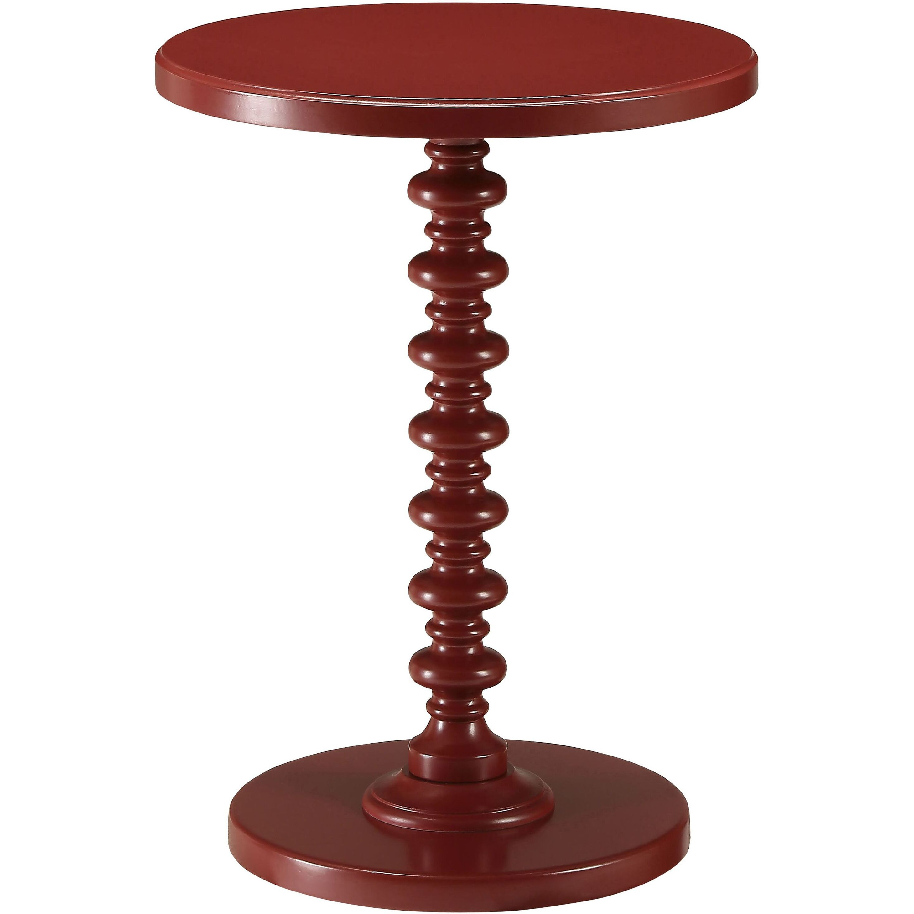 Red Round Wooden Side Table