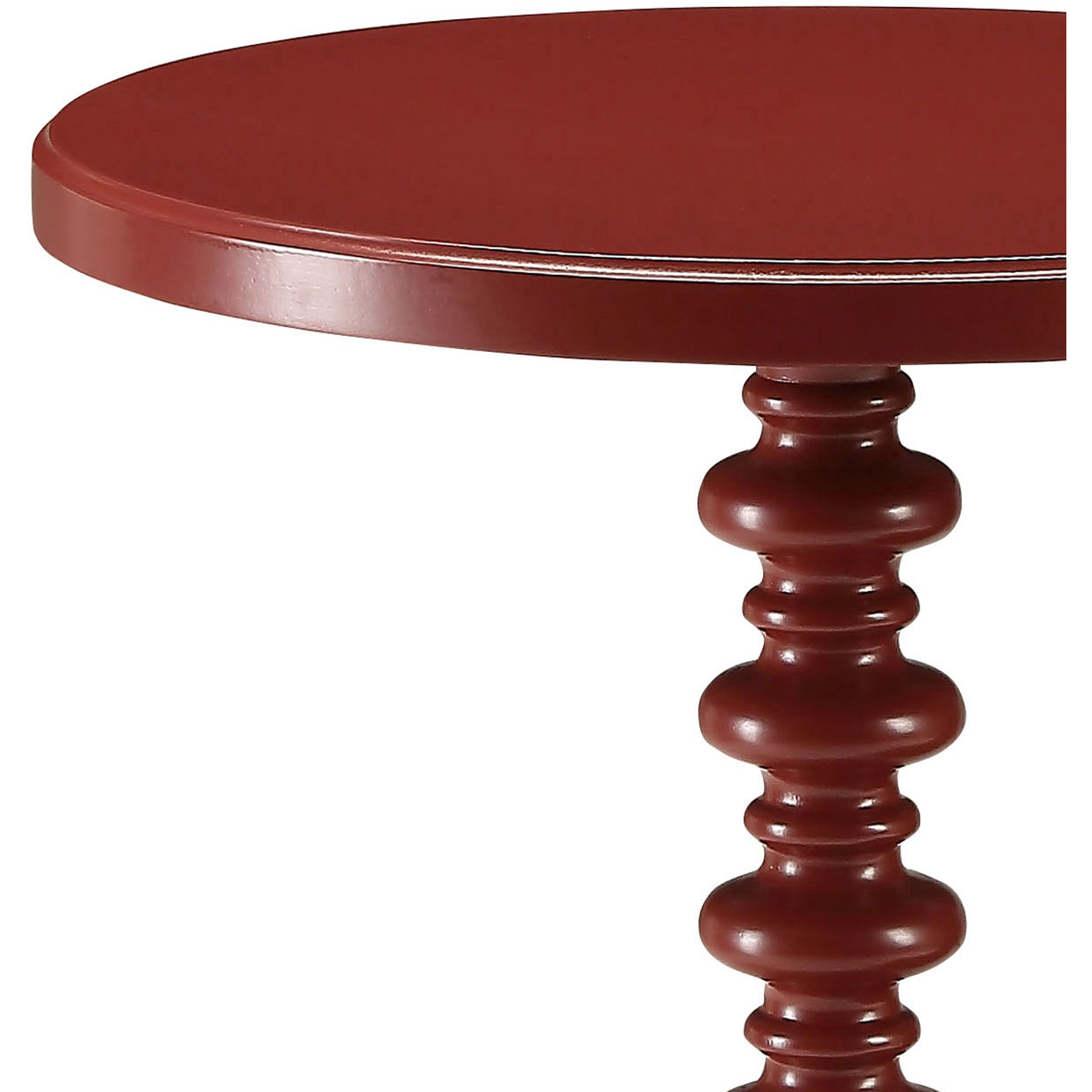 Red Round Wooden Side Table