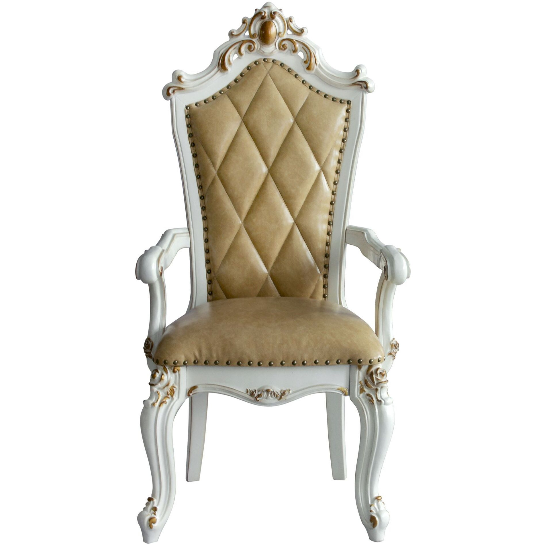 Butterscotch And Antique Pearl Tufted Arm Chairs ( Set Of 2)