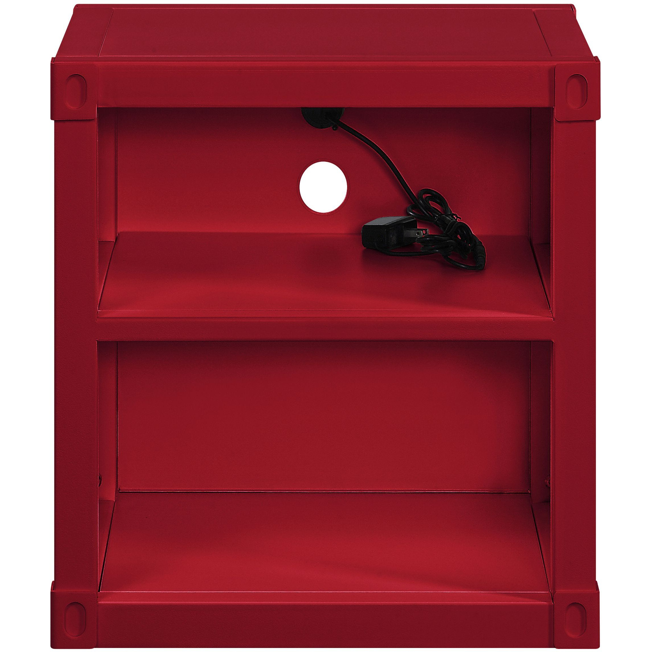 Red Nightstand With Open Shelf