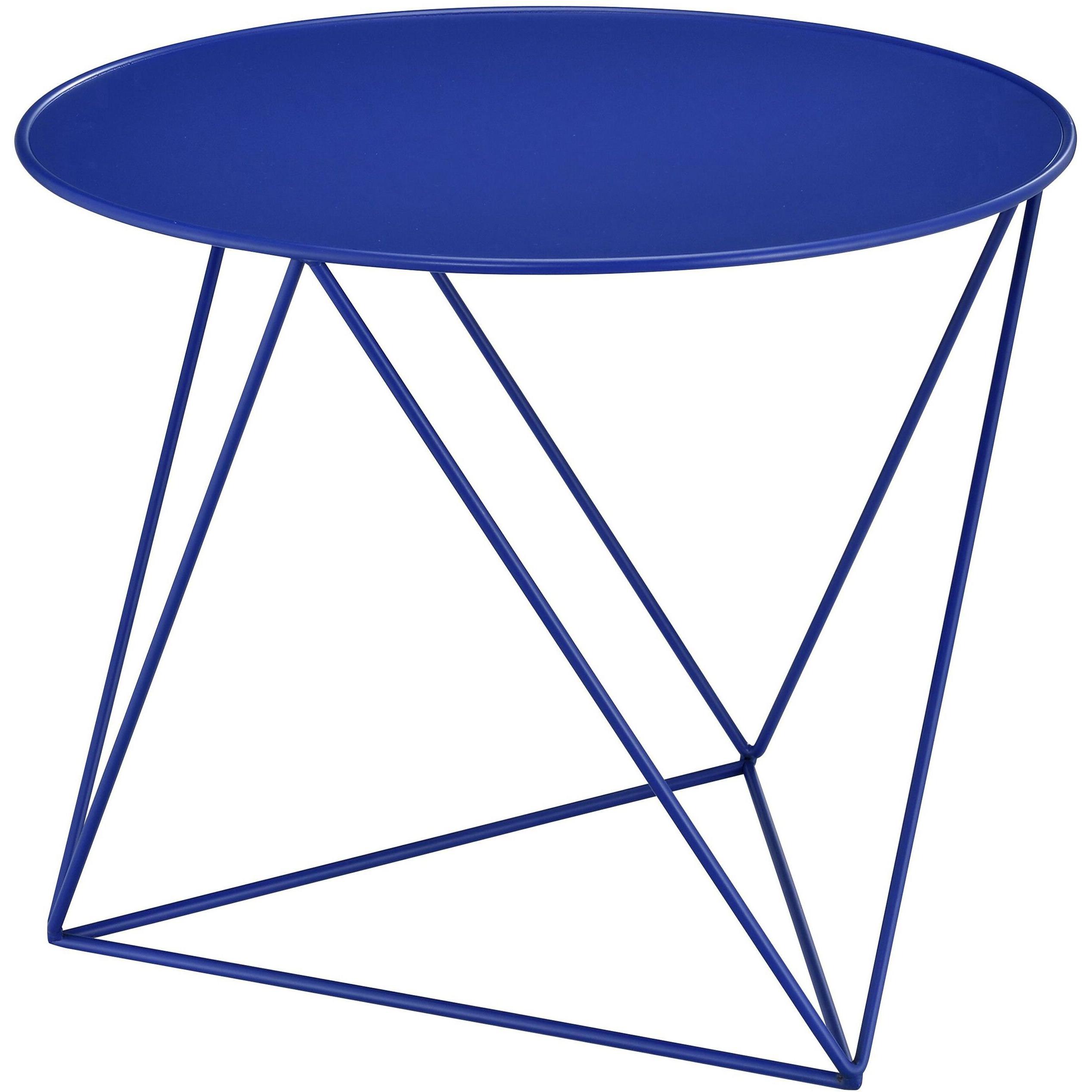 Blue Geometric Metal Base Accent Table