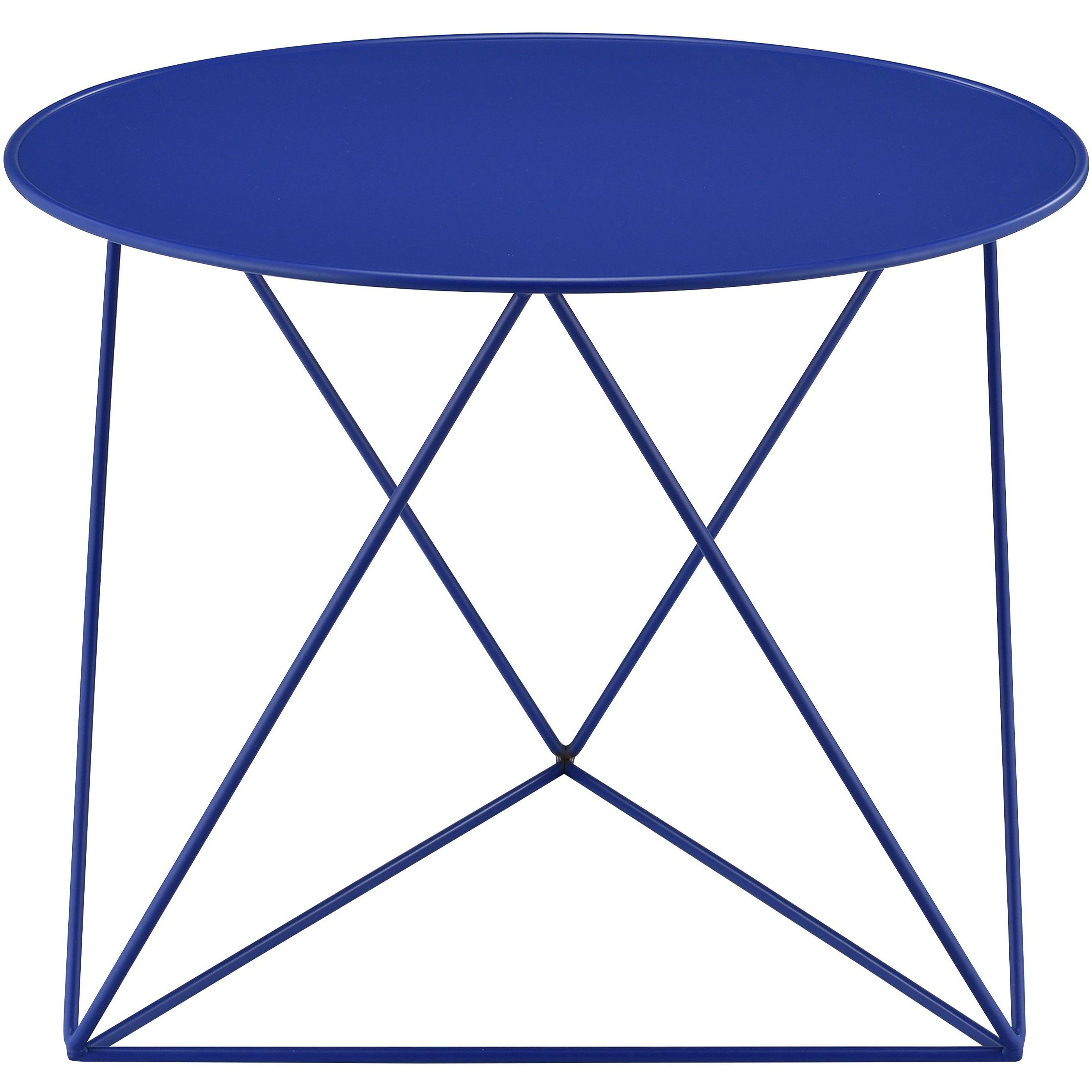 Blue Geometric Metal Base Accent Table