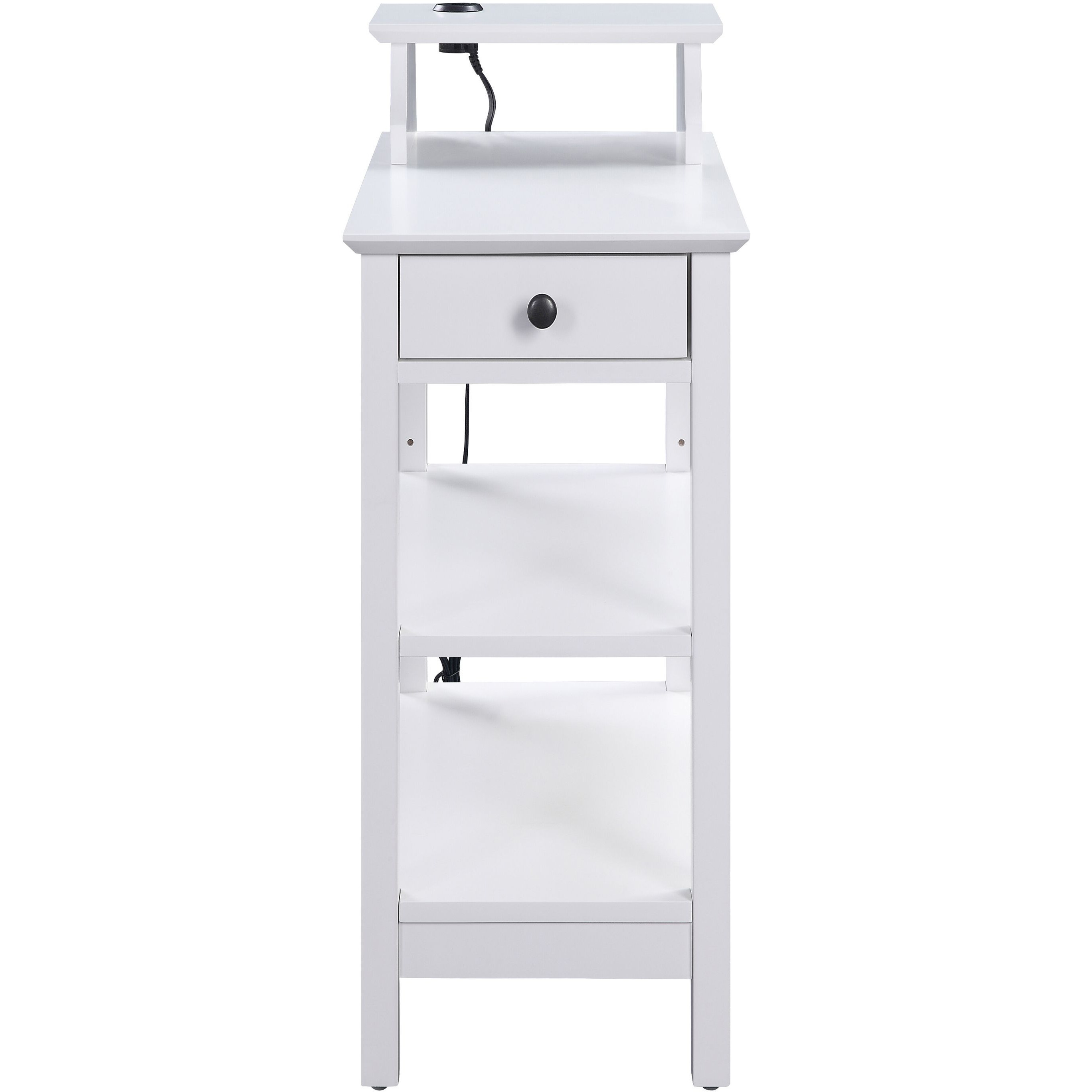 White 3-Shelf Side Table With Usb Charging Dock