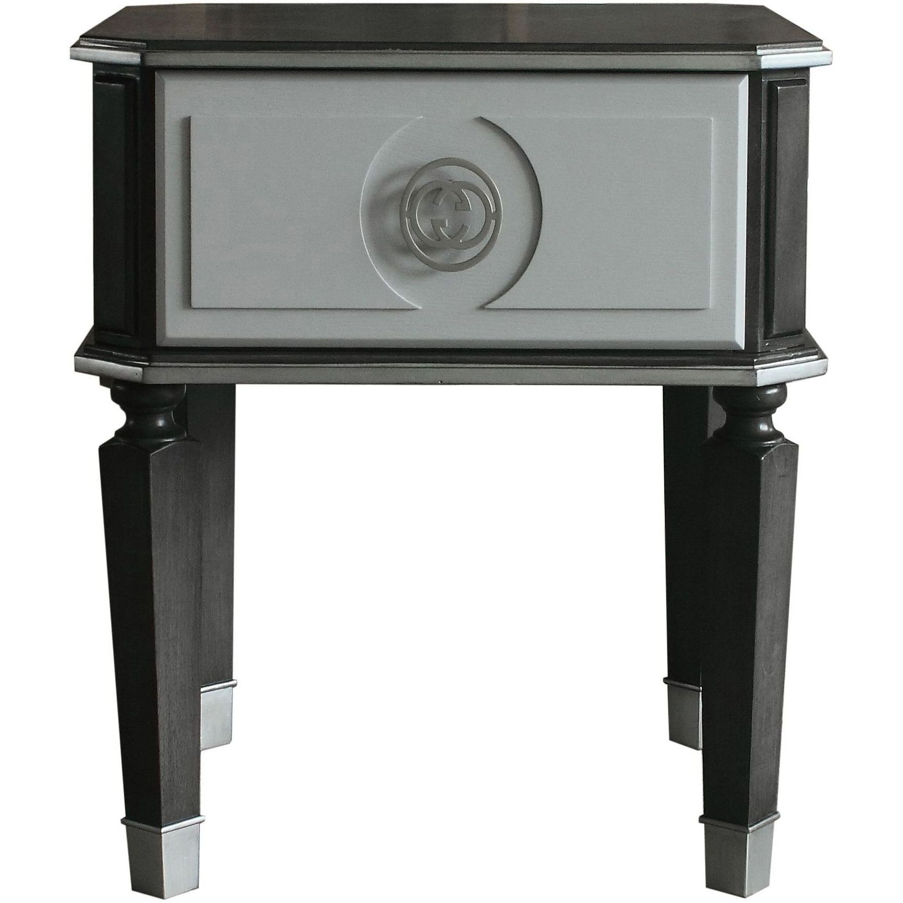 Charcoal And Light Grey End Table With 1 Drawer