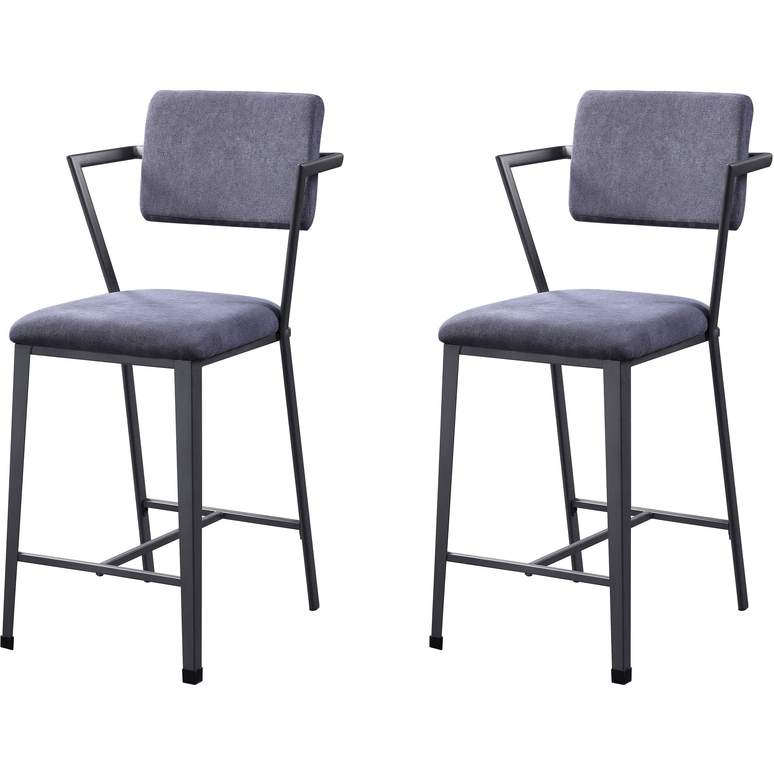 Grey And Gunmetal Open Back Counter Height Chairs (Set Of 2)