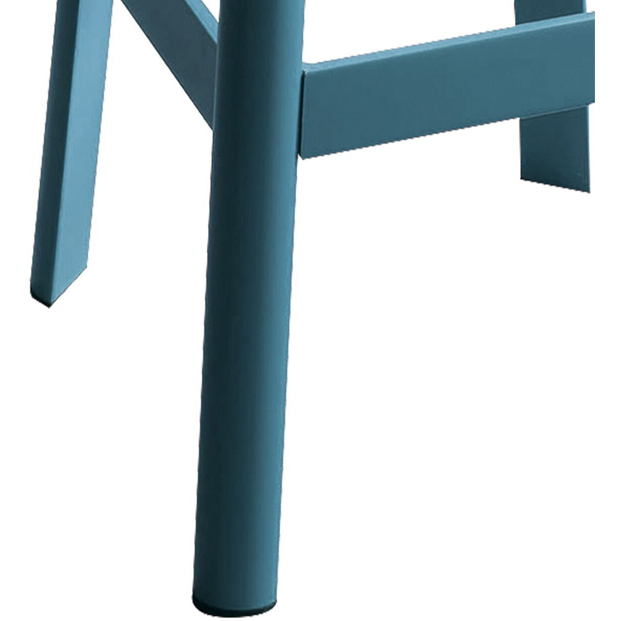 Natural And Teal Armless Bar Stool With Crossbar Support