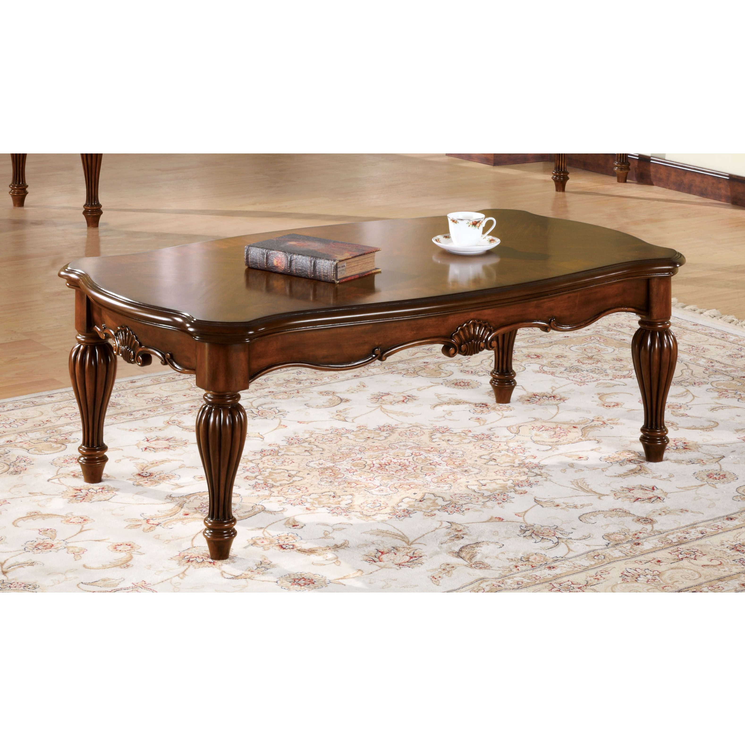 Cherry Rectangle Coffee Table With Turned Legs